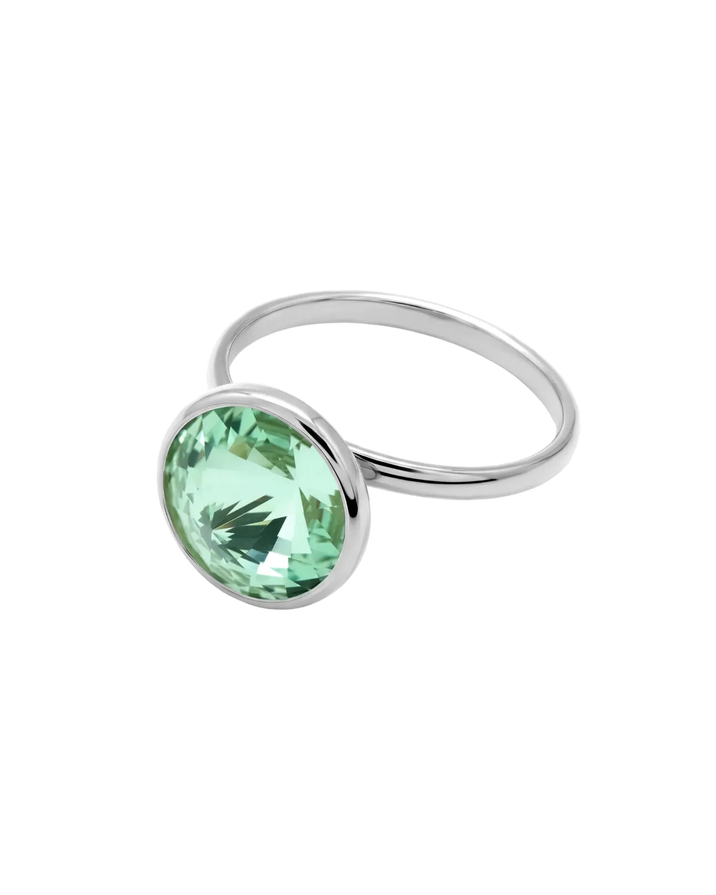 Anillo ajustable Basic 11,5mm círculo cristal en Plata baño rodio