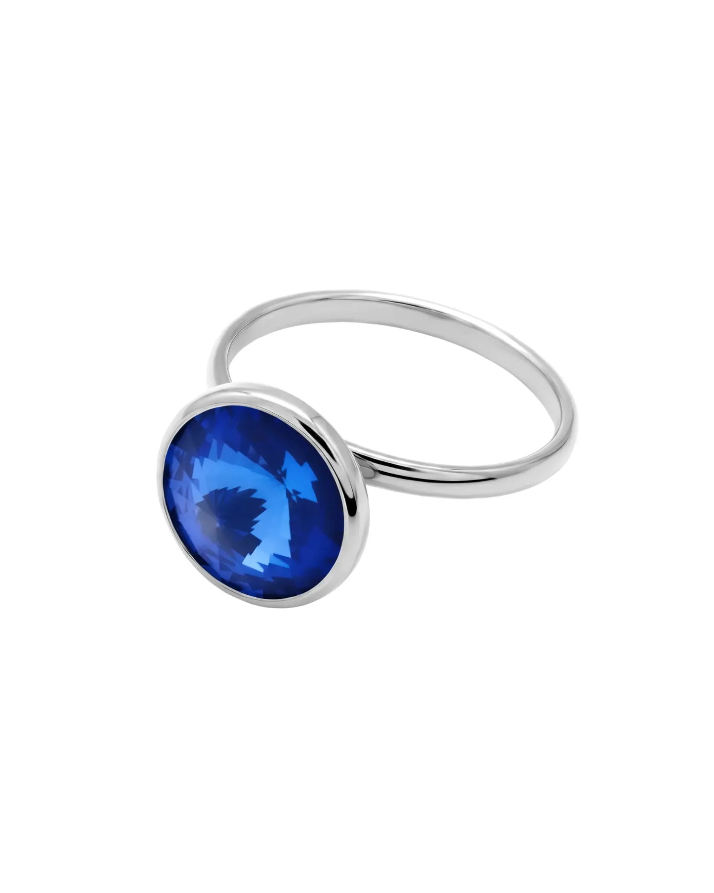 Anillo ajustable Basic 11,5mm círculo cristal en Plata baño rodio