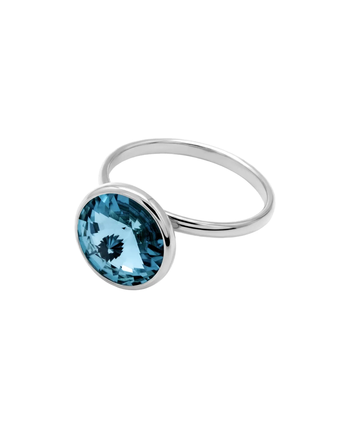 Anillo ajustable Basic 11,5mm círculo cristal en Plata baño rodio