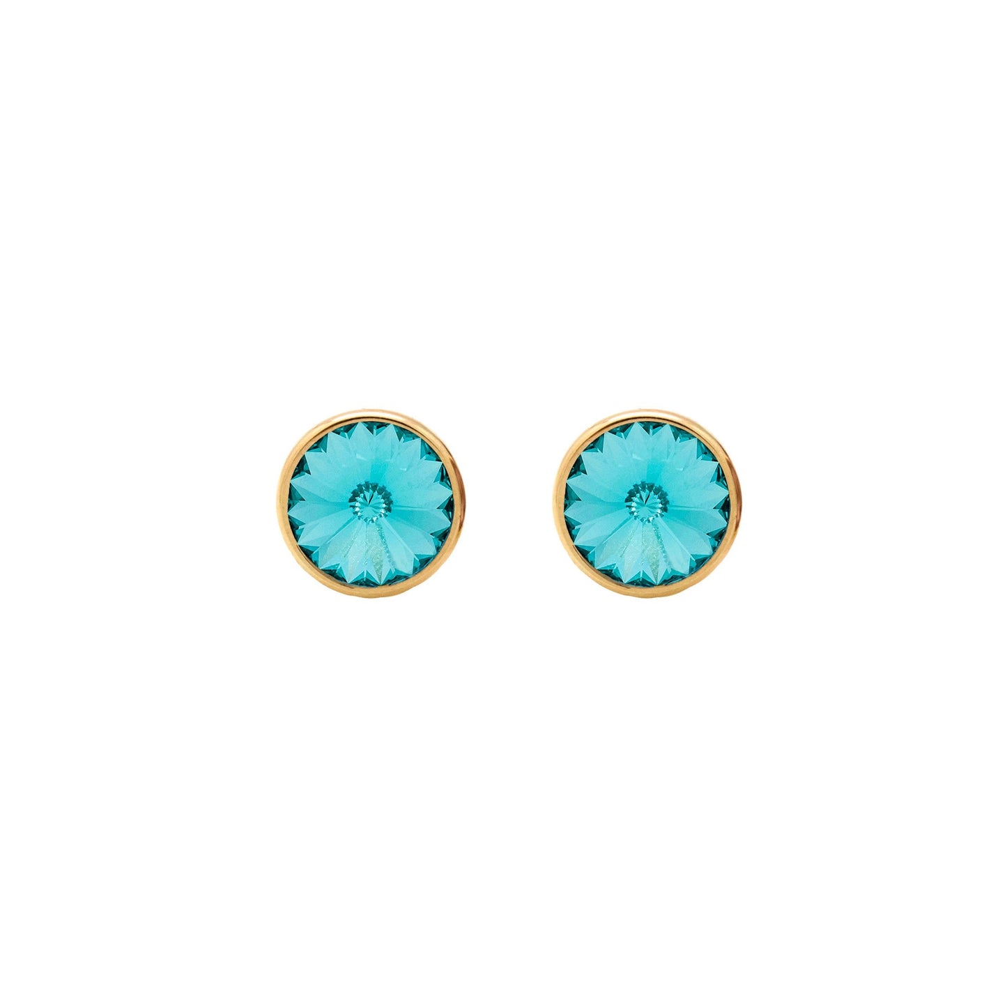 Pendientes botón Basic 9mm círculo cristal en Plata baño Oro