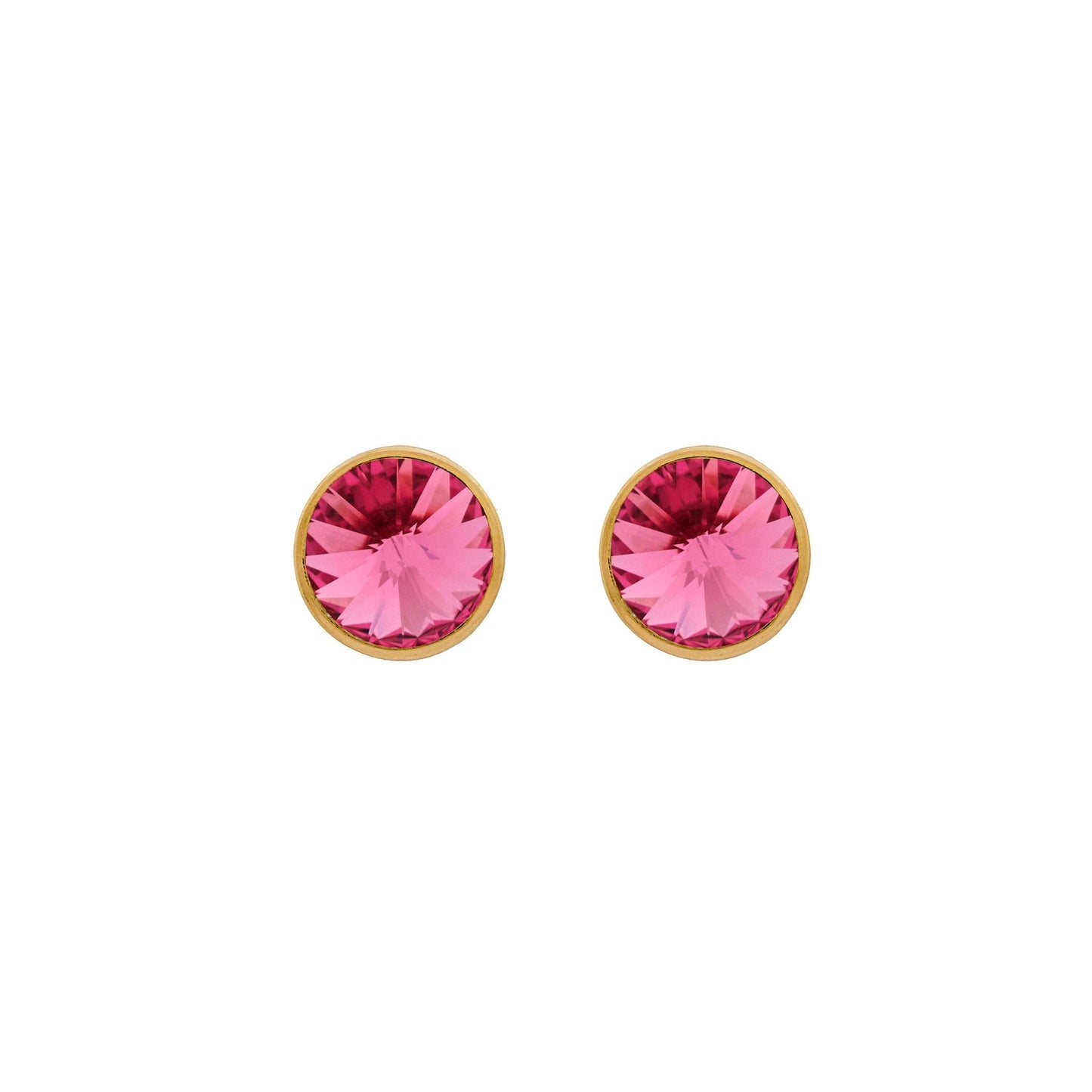 Pendientes botón Basic 9mm círculo cristal en Plata baño Oro