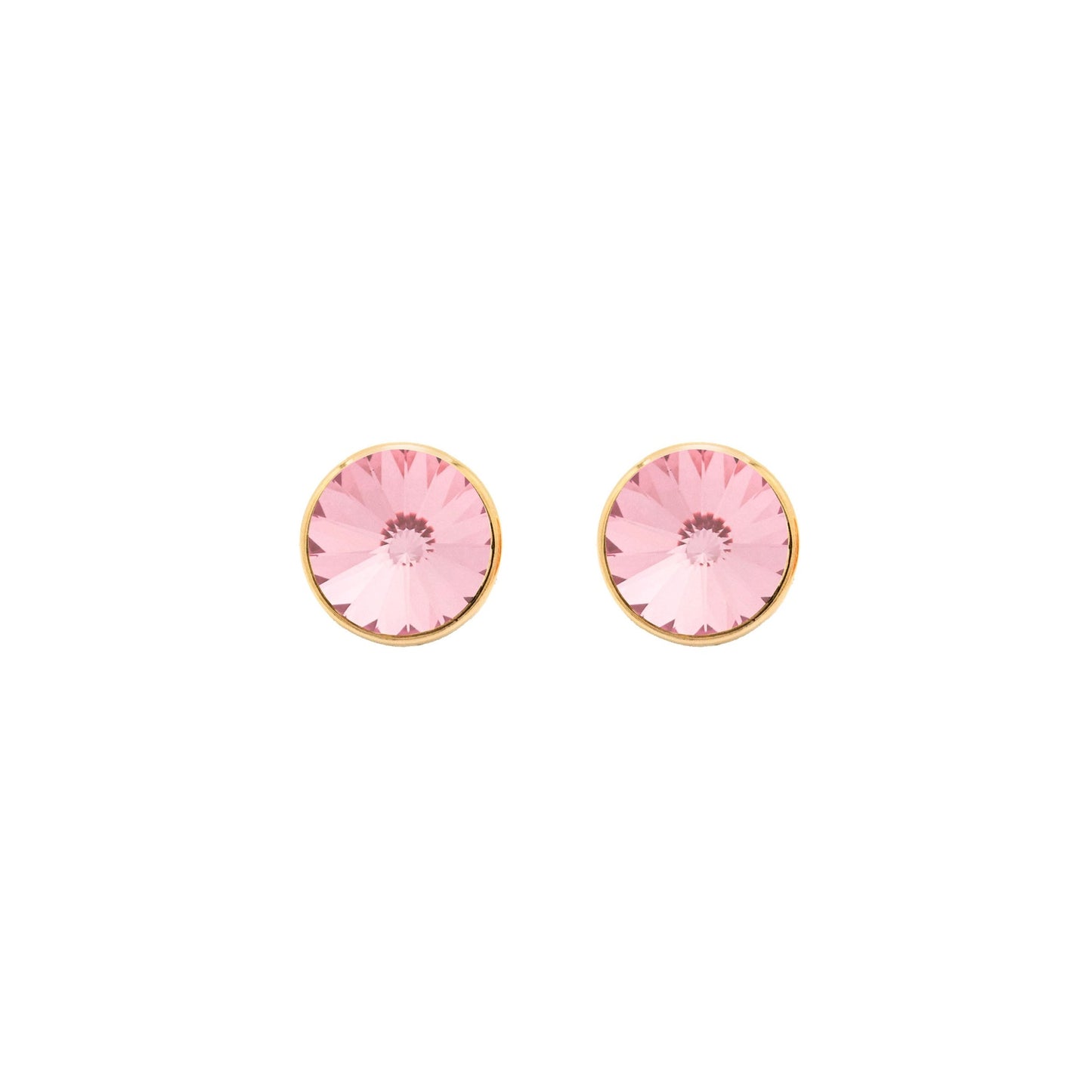 Pendientes botón Basic 9mm círculo cristal en Plata baño Oro