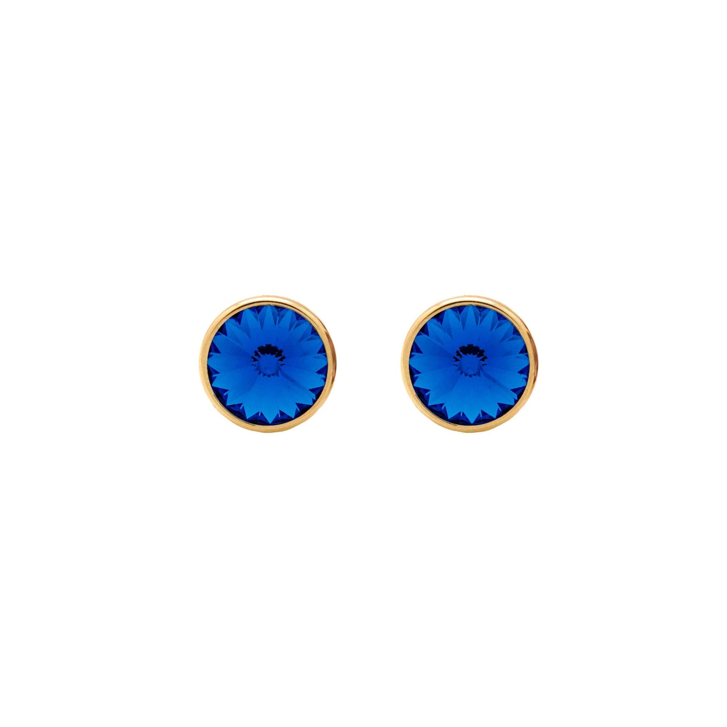 Pendientes botón Basic 9mm círculo cristal en Plata baño Oro