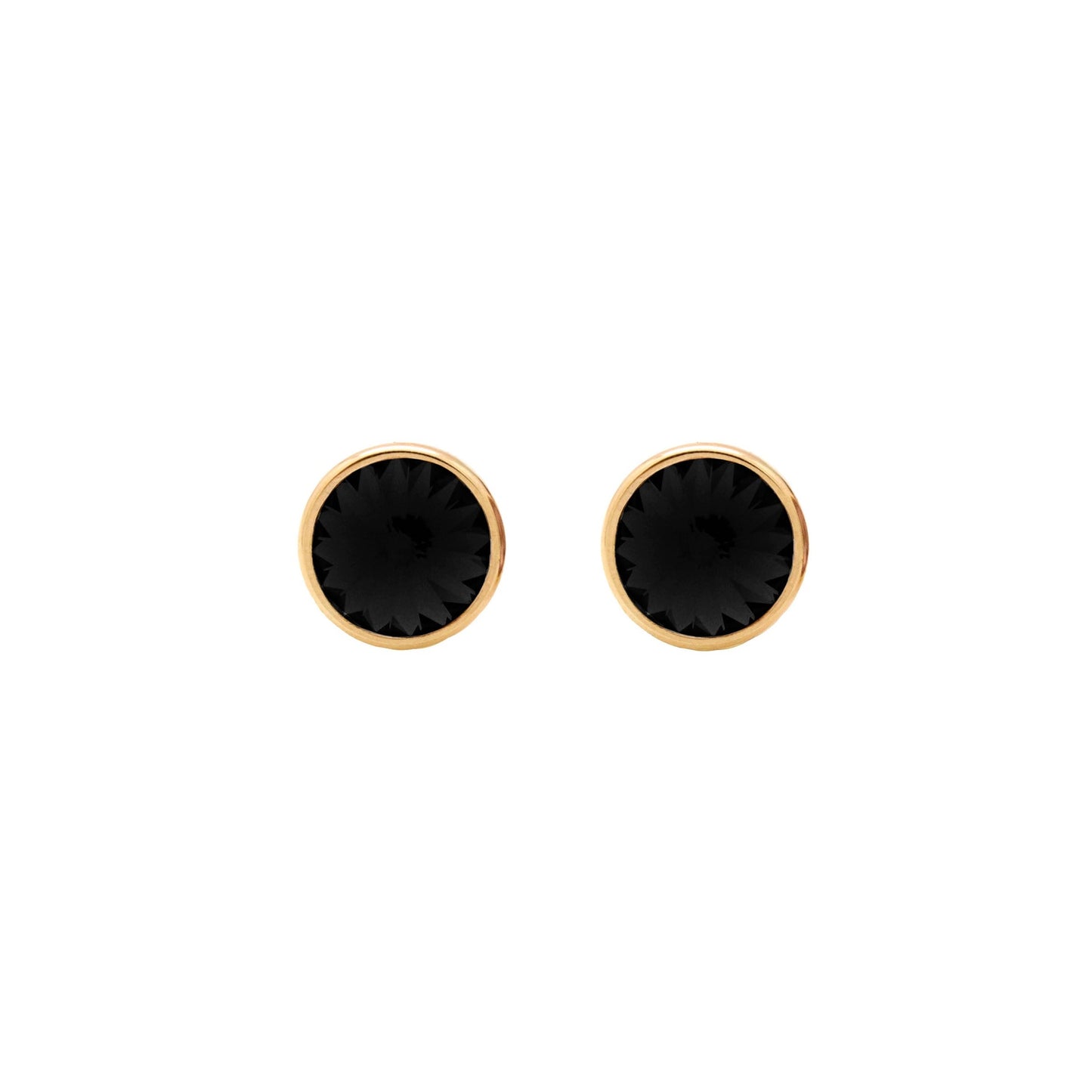 Pendientes botón Basic 9mm círculo cristal en Plata baño Oro