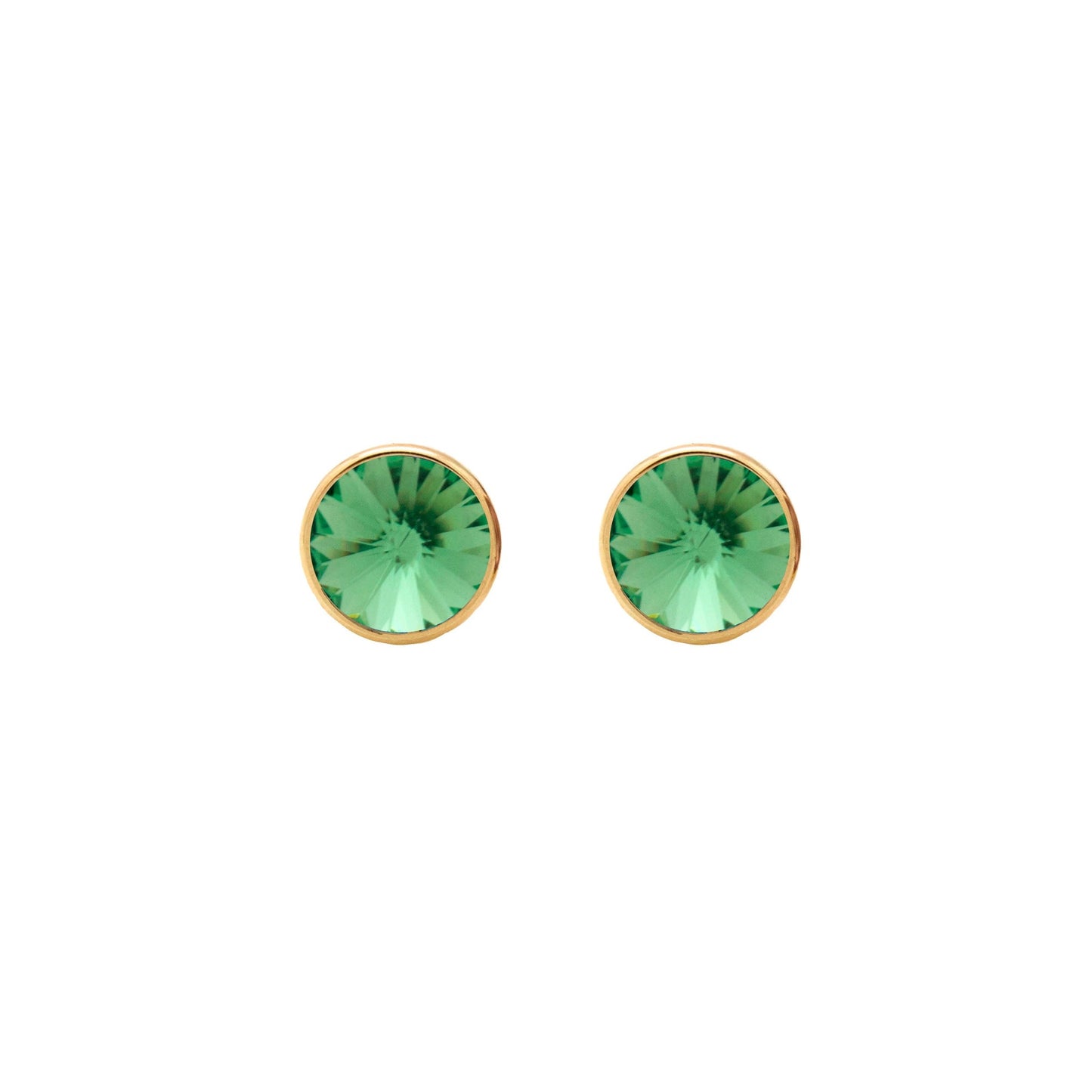 Pendientes botón Basic 9mm círculo cristal en Plata baño Oro