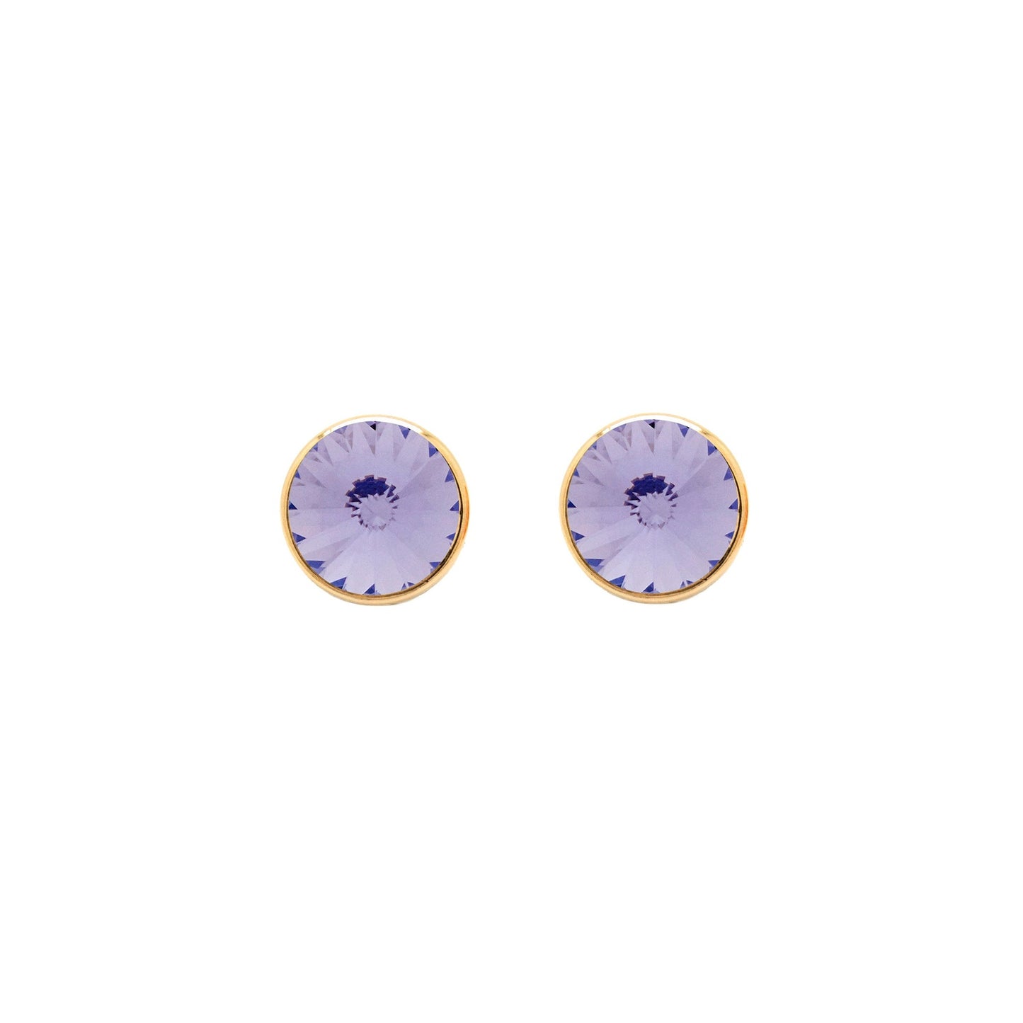 Pendientes botón Basic 9mm círculo cristal en Plata baño Oro