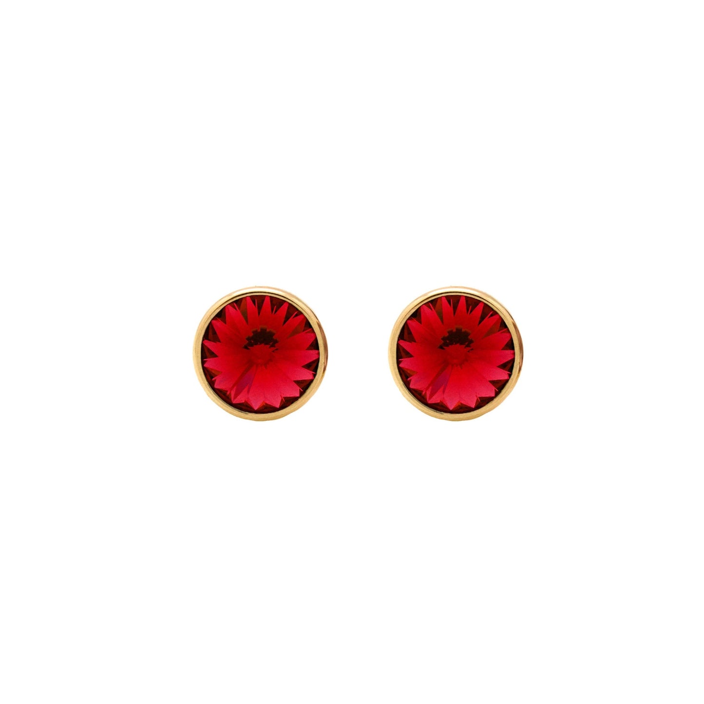Pendientes botón Basic 9mm círculo cristal en Plata baño Oro