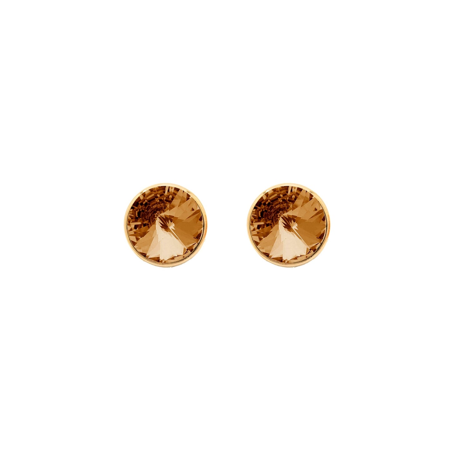 Pendientes botón Basic 9mm círculo cristal en Plata baño Oro