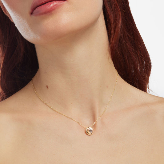 Collar corto Basic 11,5mm círculo cristal en Plata baño Oro