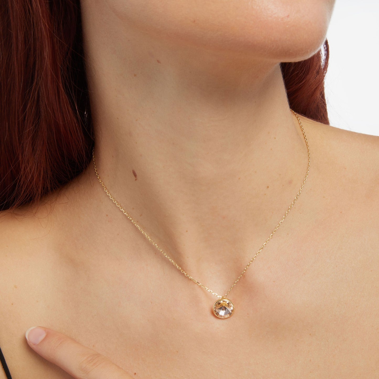 Collar corto Basic 11,5mm círculo cristal en Plata baño Oro