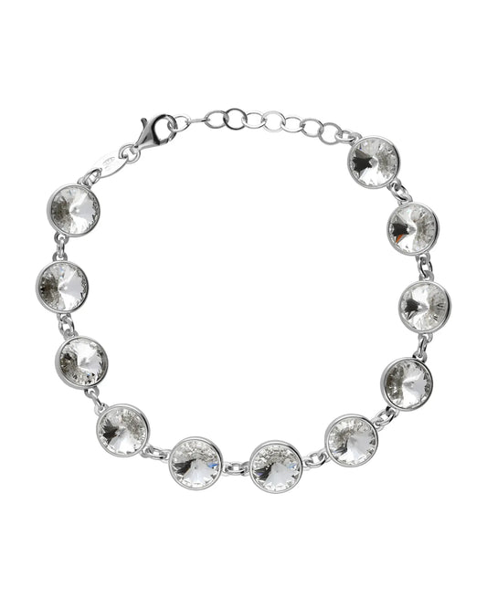 Pulsera Basic círculo 9mm cristal en Plata baño rodio