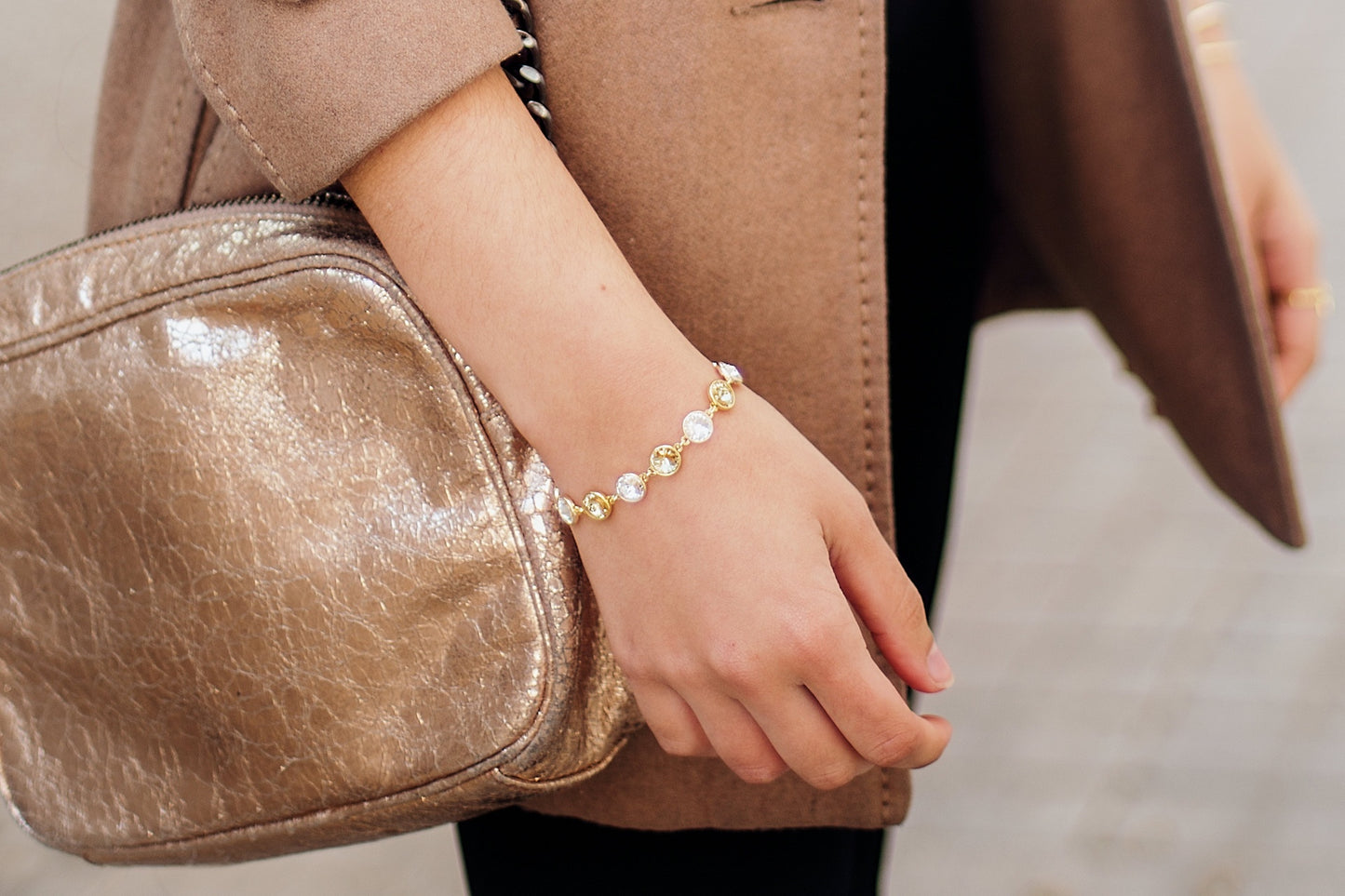 Pulsera Basic círculo 9mm cristal en Plata baño rodio