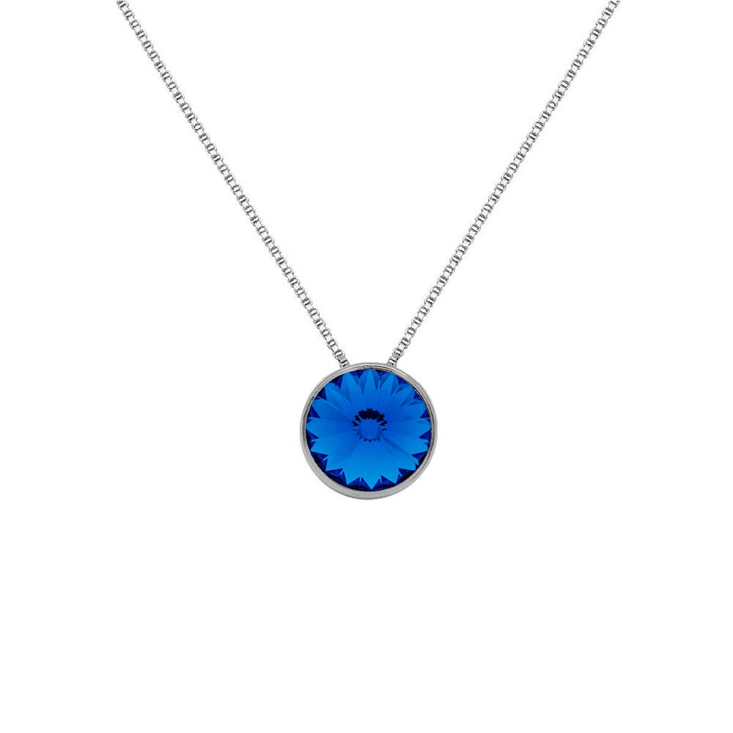 Collar corto Basic 9mm círculo cristal en Plata baño rodio
