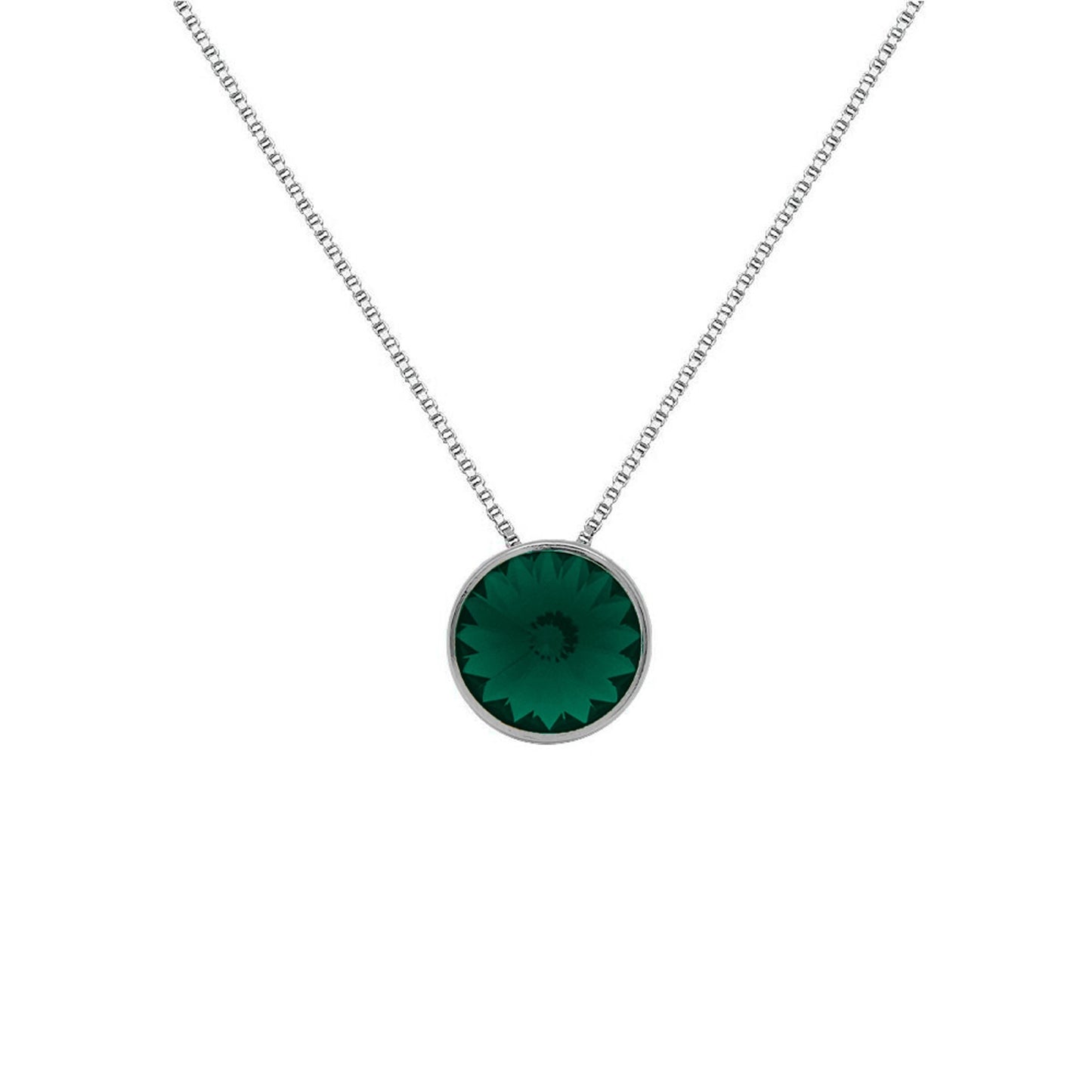 Collar corto Basic 9mm círculo cristal en Plata baño rodio