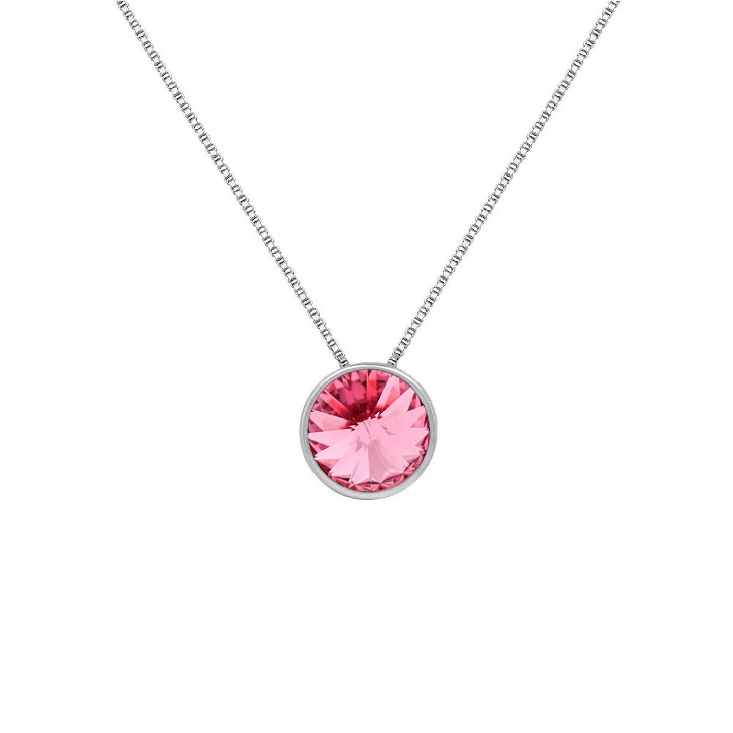 Collar corto Basic 9mm círculo cristal en Plata baño rodio