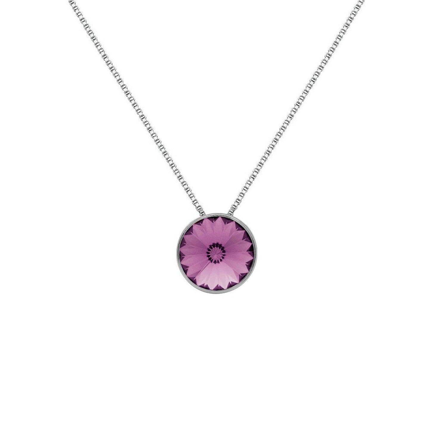 Collar corto Basic 9mm círculo cristal en Plata baño rodio