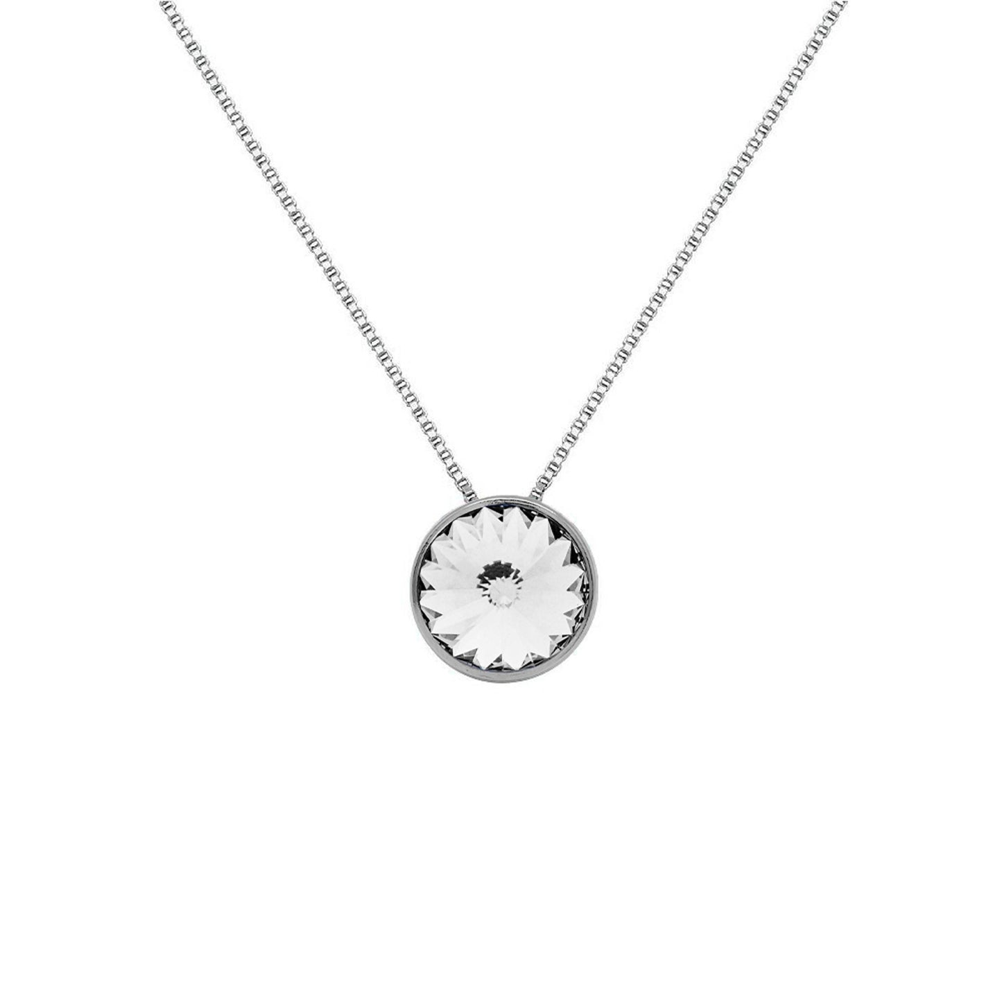 Collar corto Basic 9mm círculo cristal en Plata baño rodio