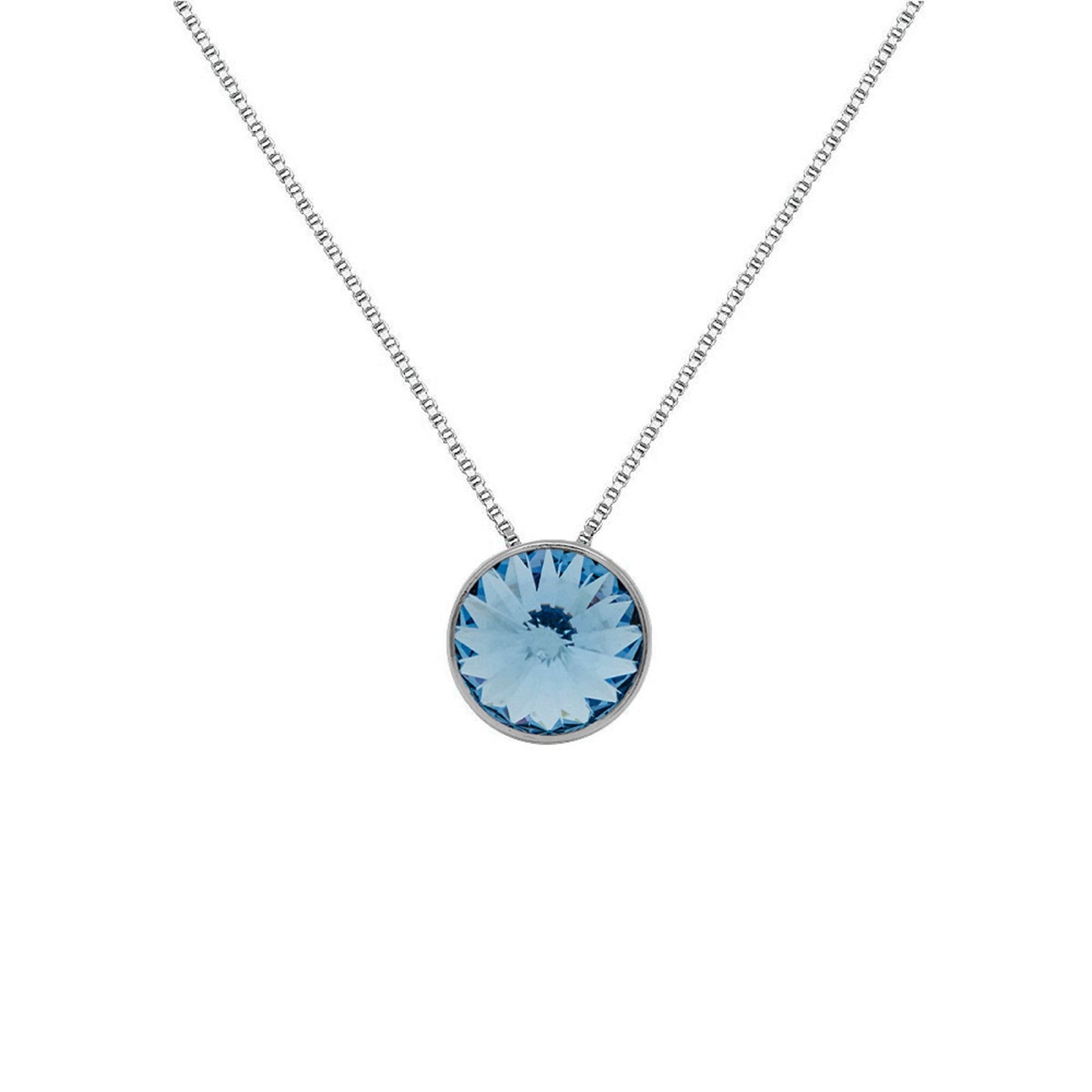 Collar corto Basic 9mm círculo cristal en Plata baño rodio