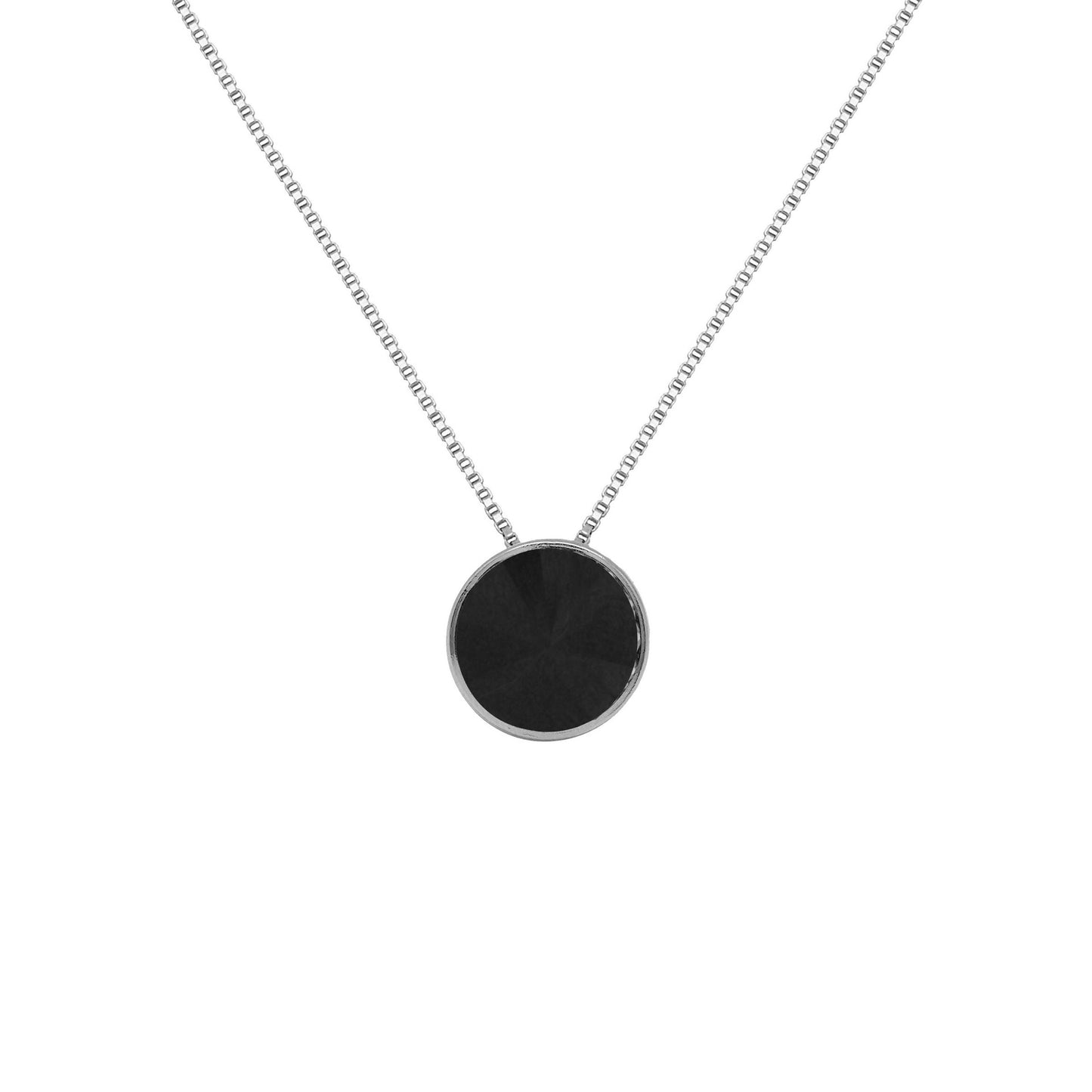 Collar corto Basic 9mm círculo cristal en Plata baño rodio
