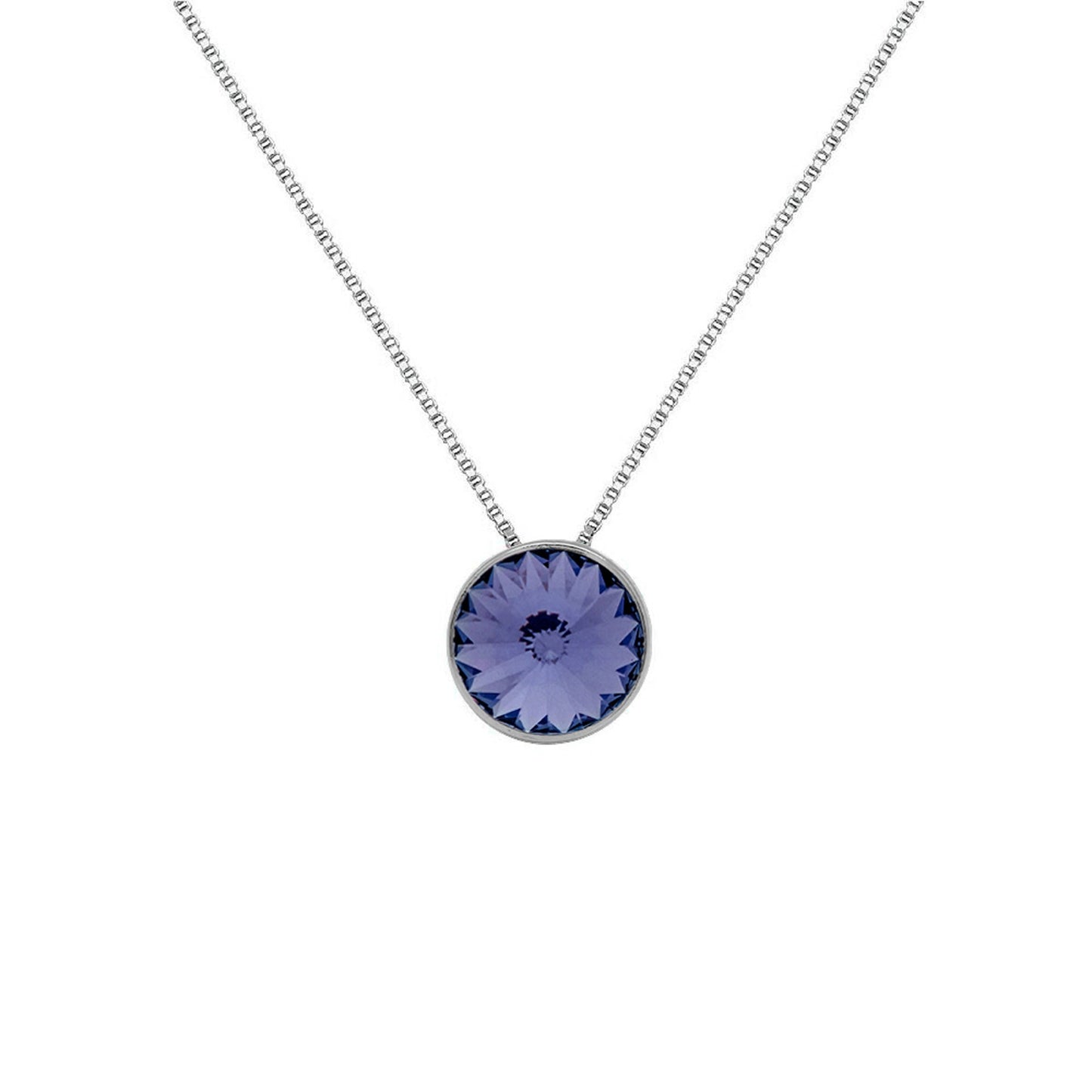 Collar corto Basic 9mm círculo cristal en Plata baño rodio