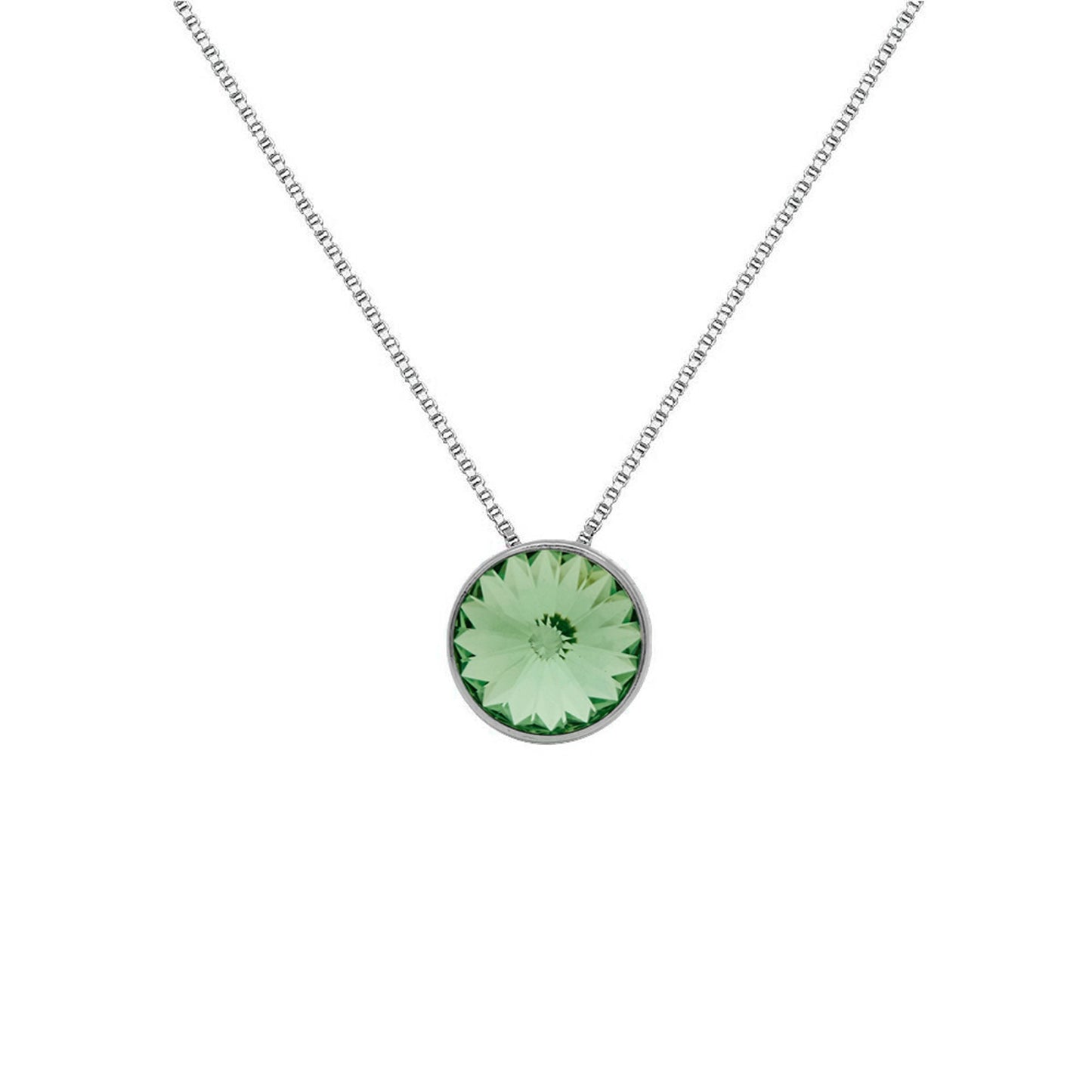 Collar corto Basic 9mm círculo cristal en Plata baño rodio