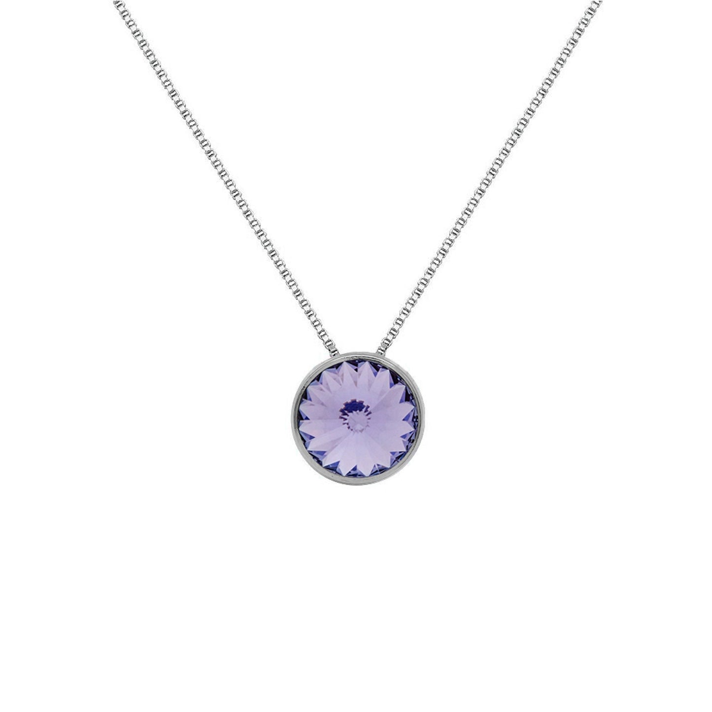 Collar corto Basic 9mm círculo cristal en Plata baño rodio