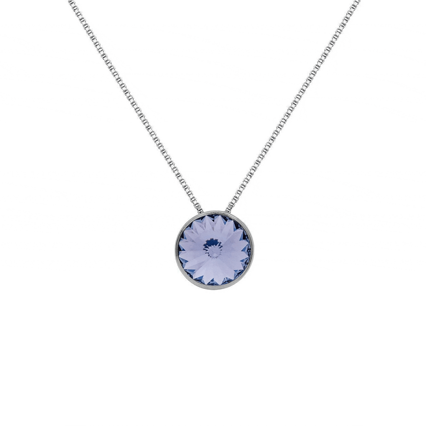 Collar corto Basic 9mm círculo cristal en Plata baño rodio