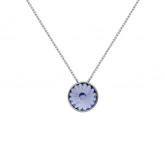 Collar corto Basic 9mm círculo cristal en Plata baño rodio