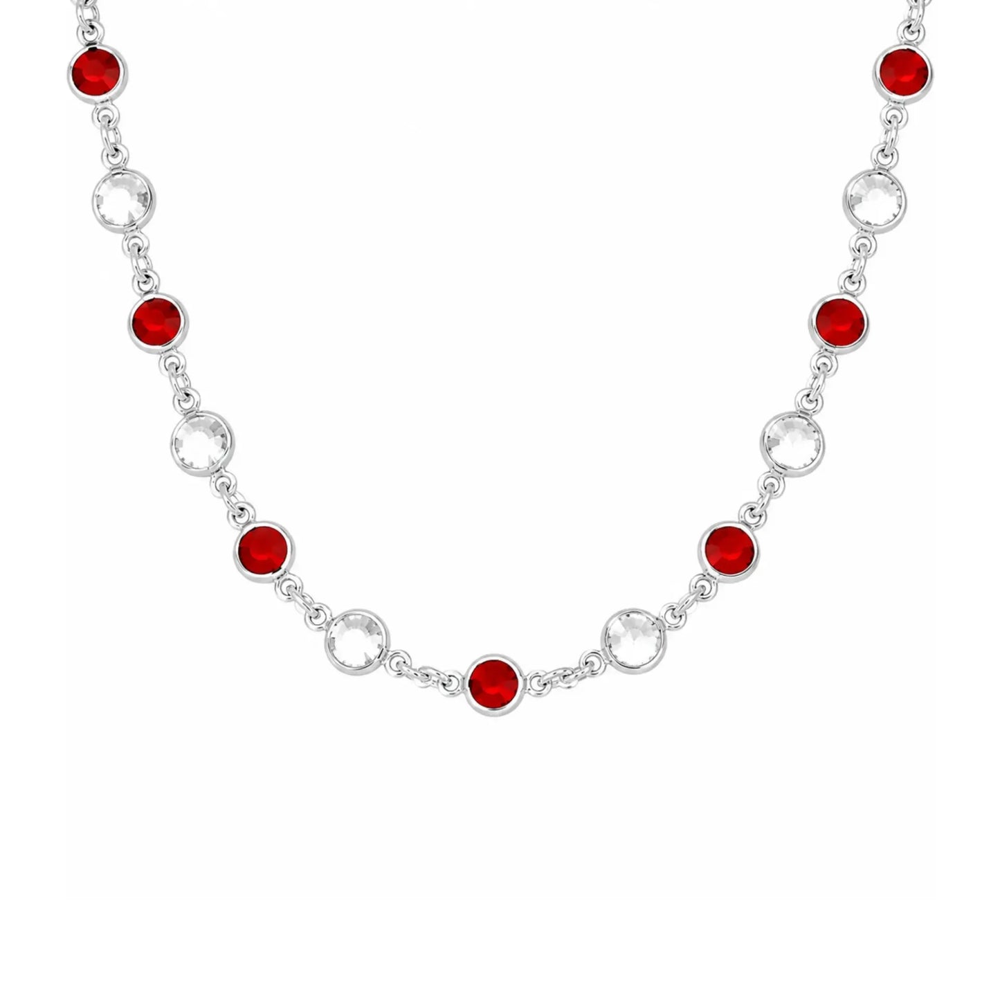 Collar corto Basic círculo 7mm cristal en Plata baño rodio