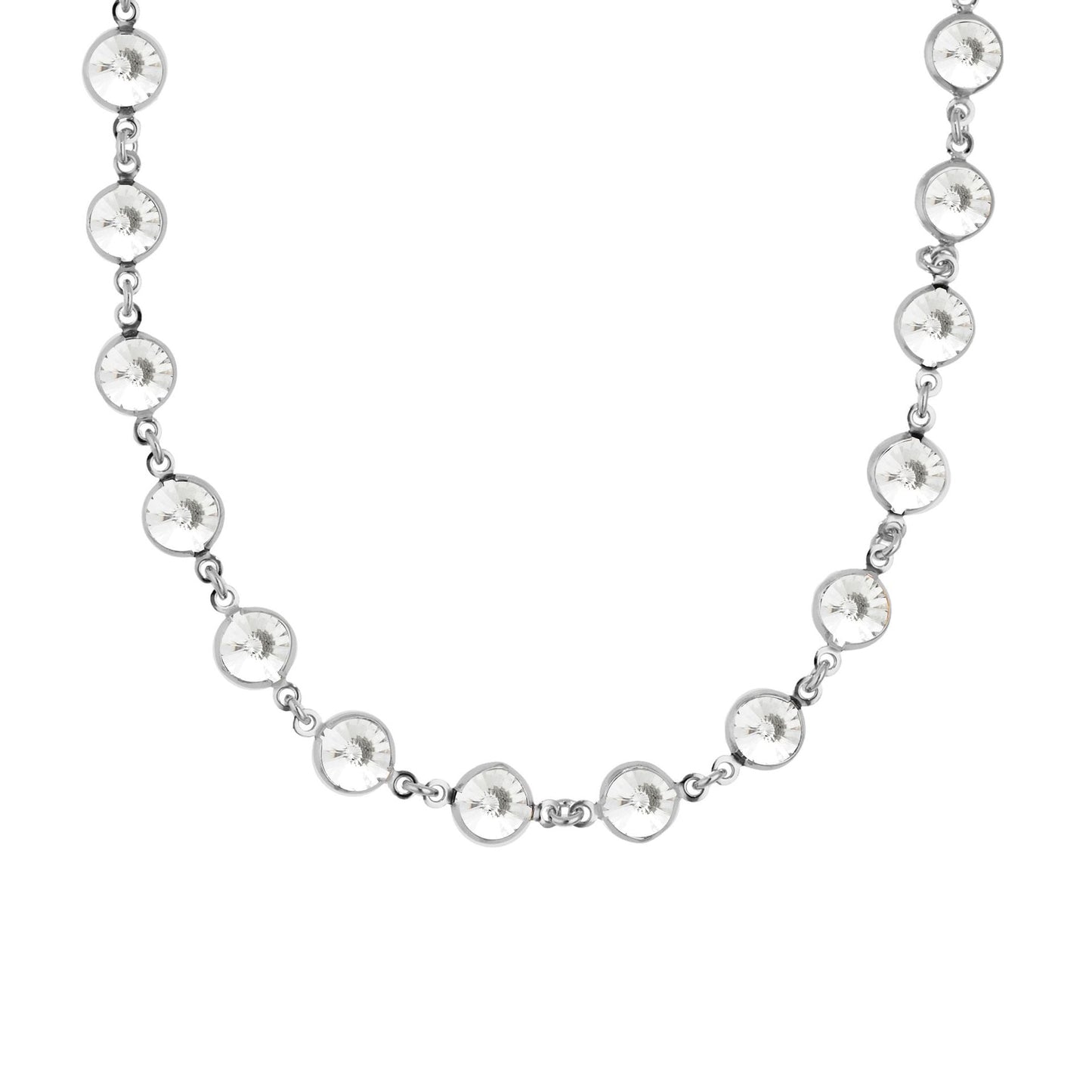 Collar corto Basic círculo 7mm cristal en Plata baño rodio