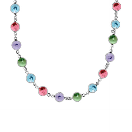 Collar corto Basic círculo 7mm cristal en Plata baño rodio