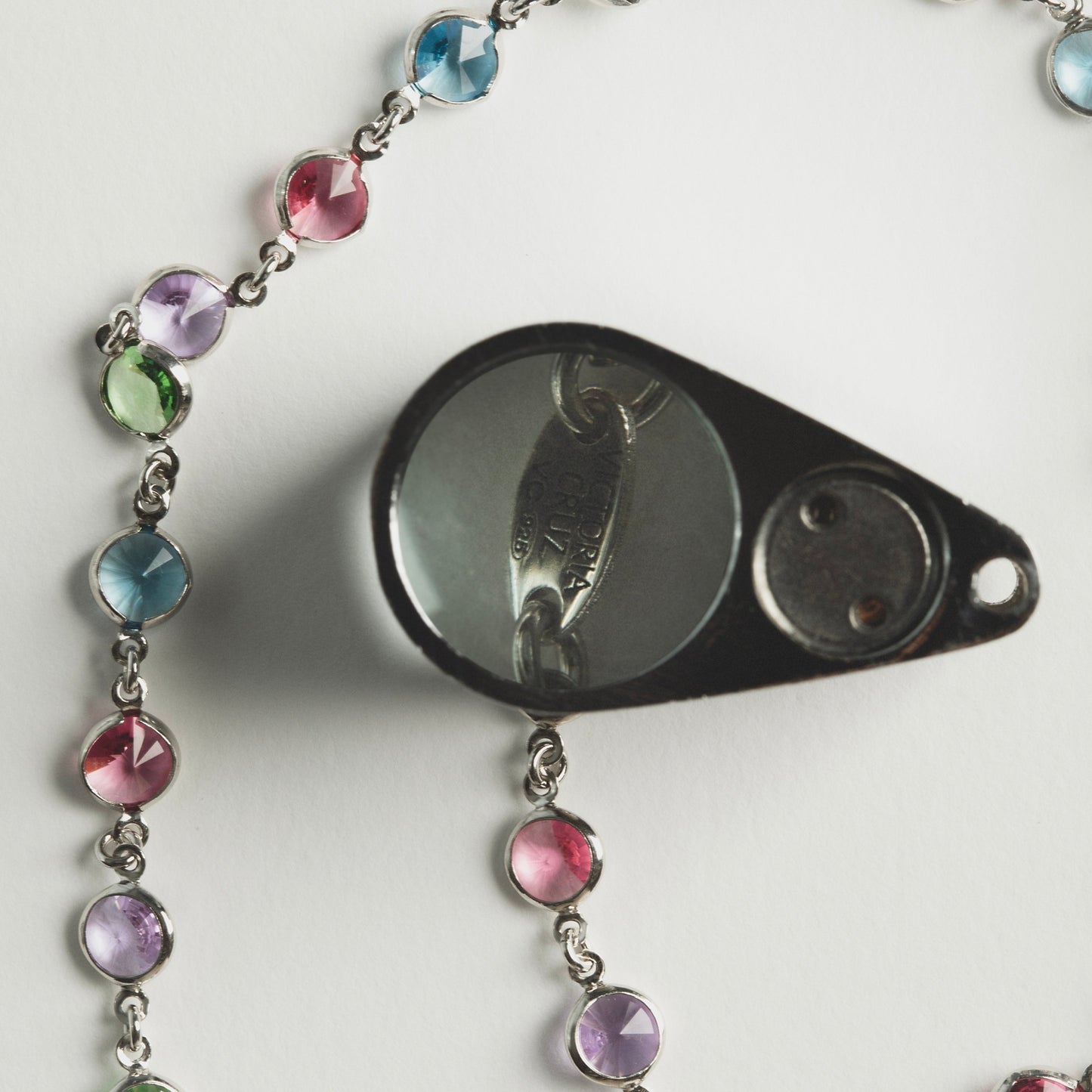 Collar corto Basic círculo 7mm cristal en Plata baño rodio