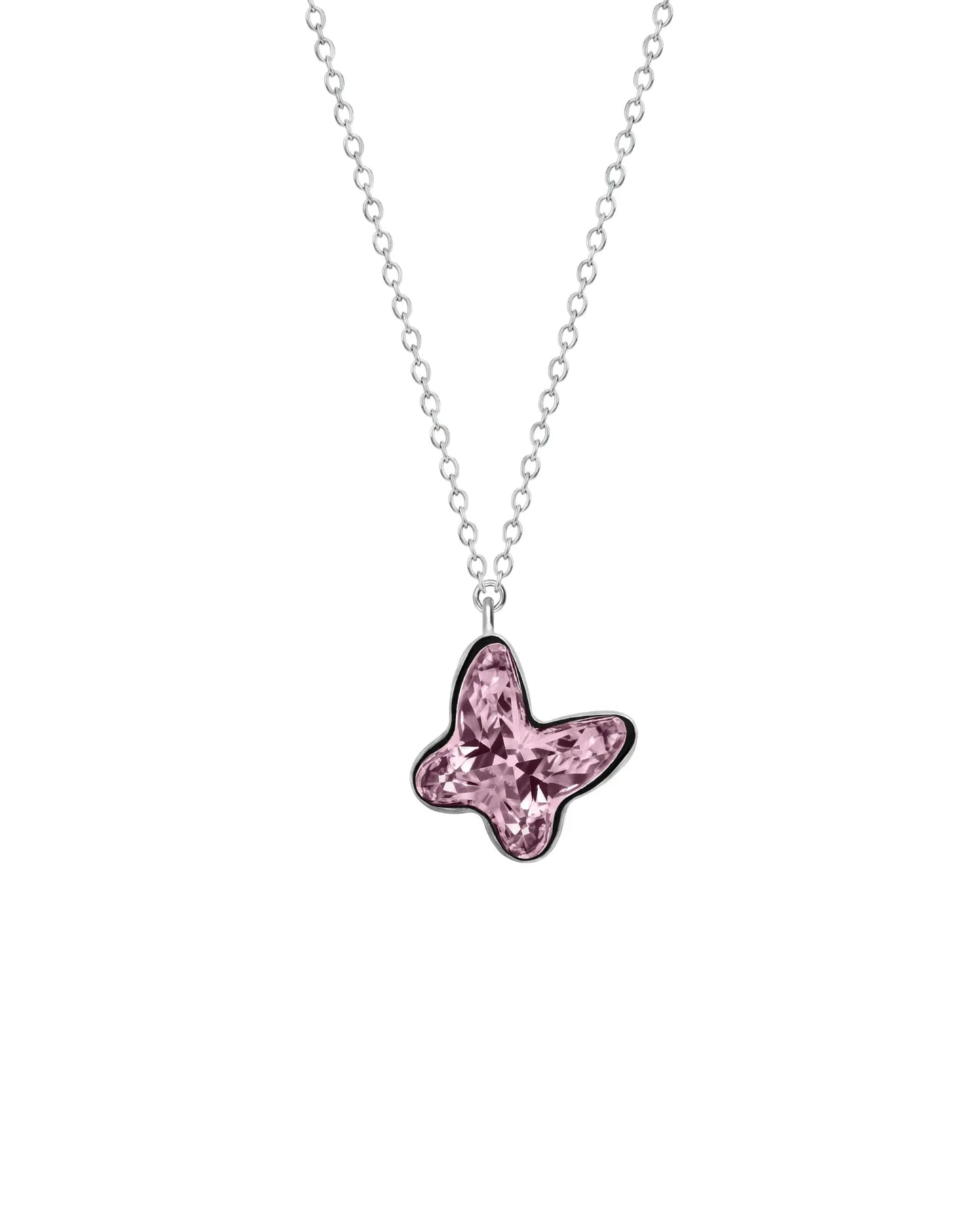 Collar corto Fantasy mariposa cristal en Plata baño rodio