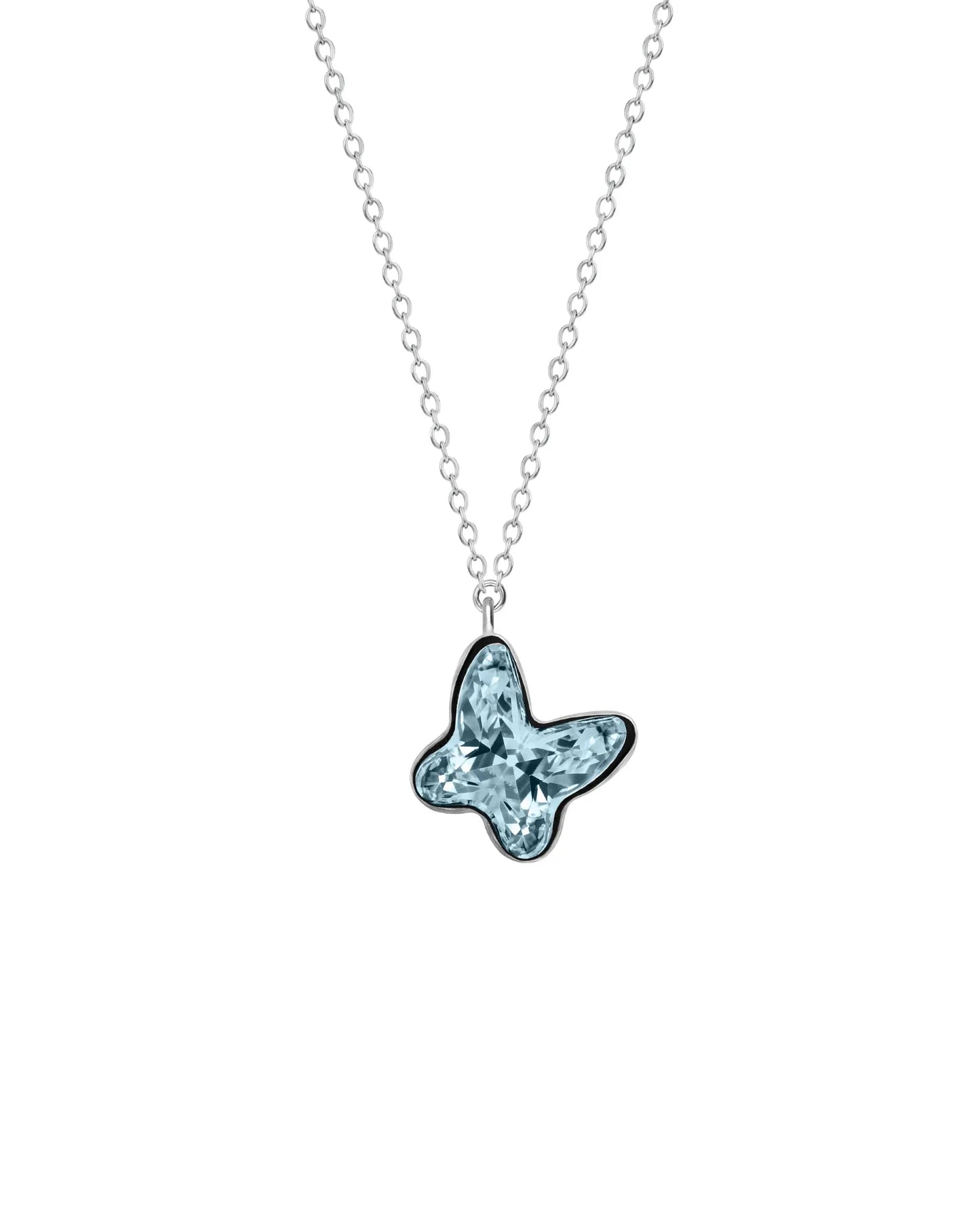 Collar corto Fantasy mariposa cristal en Plata baño rodio