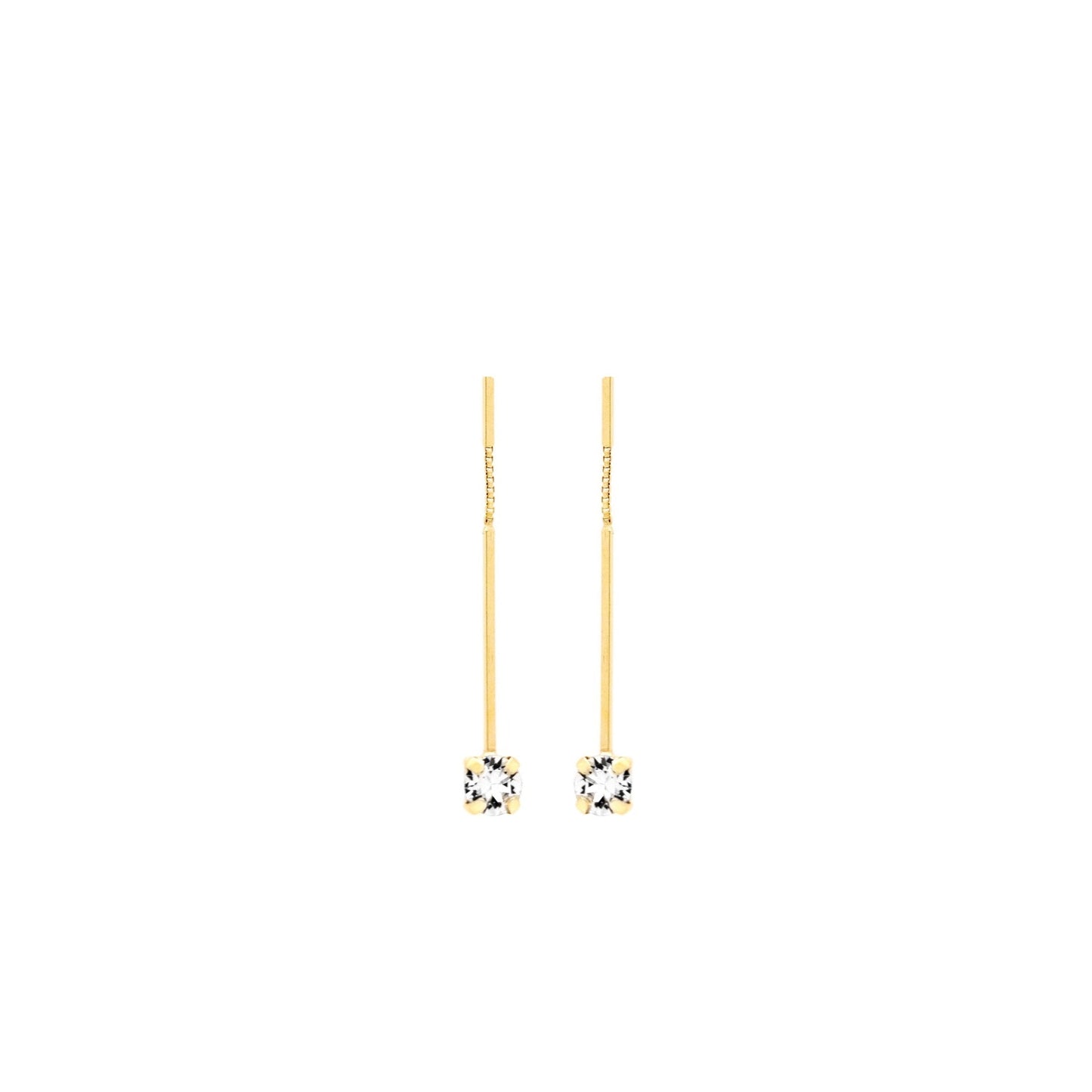 Pendientes largos Minimal cristal blanco en Plata
