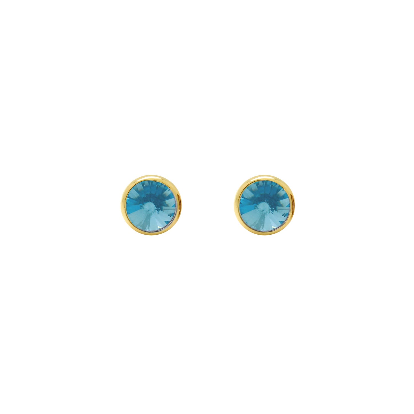 Pendientes botón Basic 7mm círculo cristal en Plata baño Oro