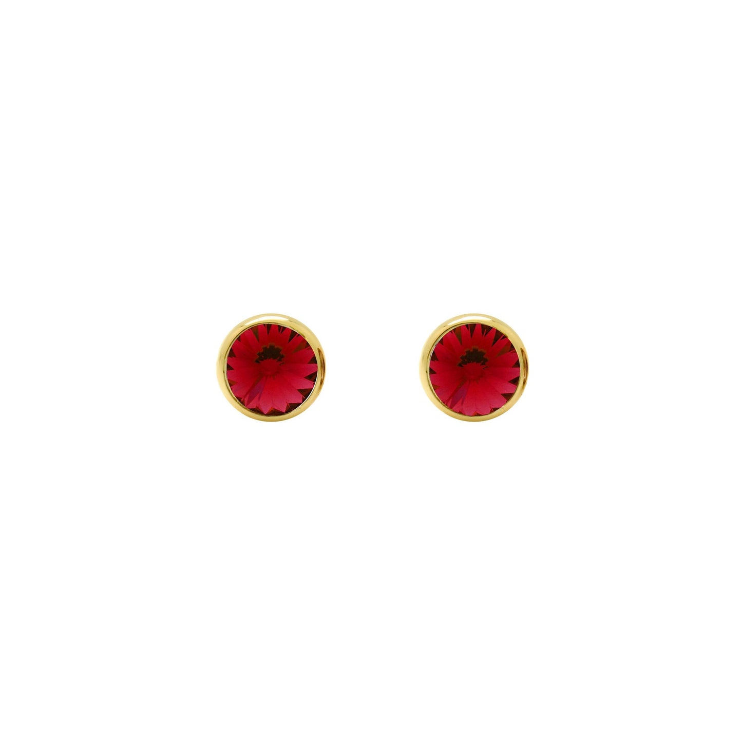 Pendientes botón Basic 7mm círculo cristal en Plata baño Oro