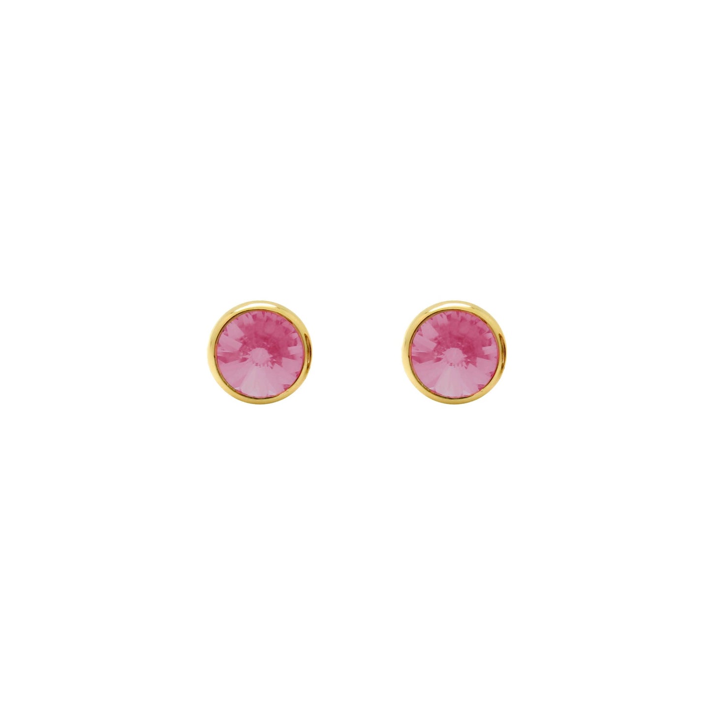 Pendientes botón Basic 7mm círculo cristal en Plata baño Oro