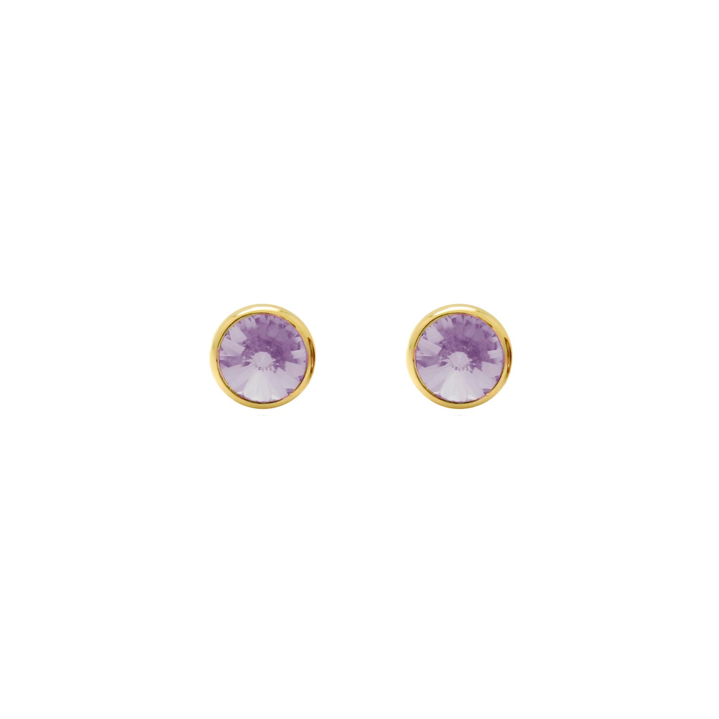Pendientes botón Basic 7mm círculo cristal en Plata baño Oro