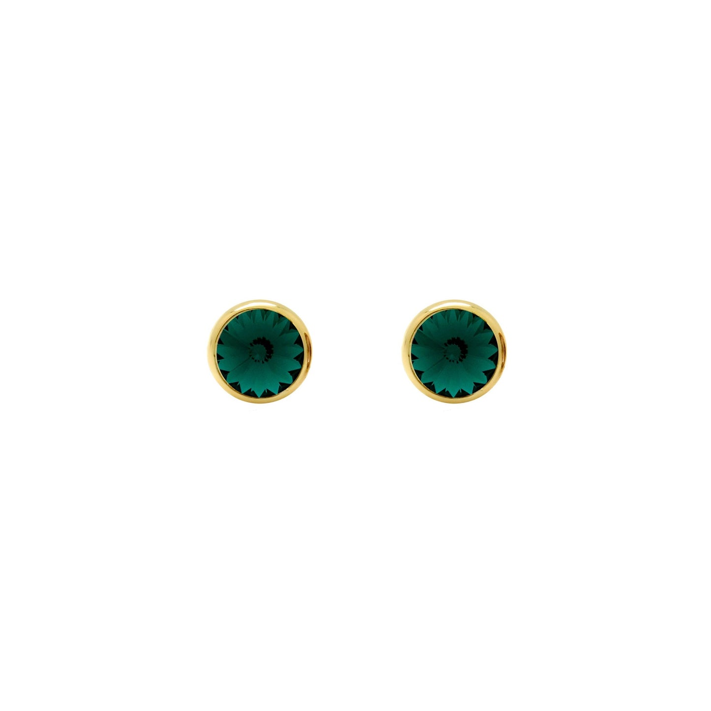 Pendientes botón Basic 7mm círculo cristal en Plata baño Oro