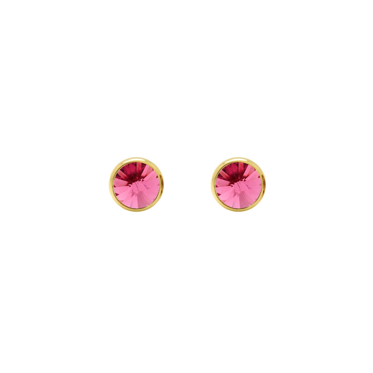 Pendientes botón Basic 7mm círculo cristal en Plata baño Oro