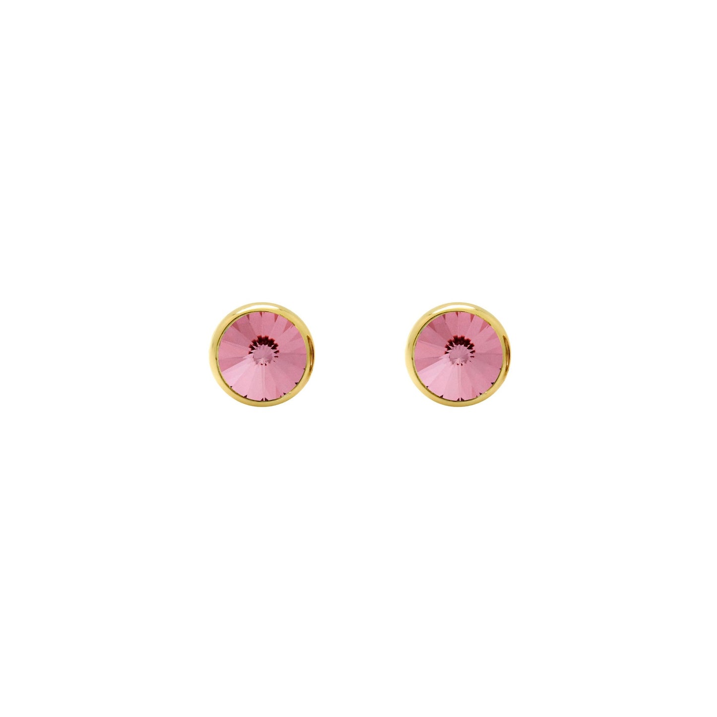 Pendientes botón Basic 7mm círculo cristal en Plata baño Oro