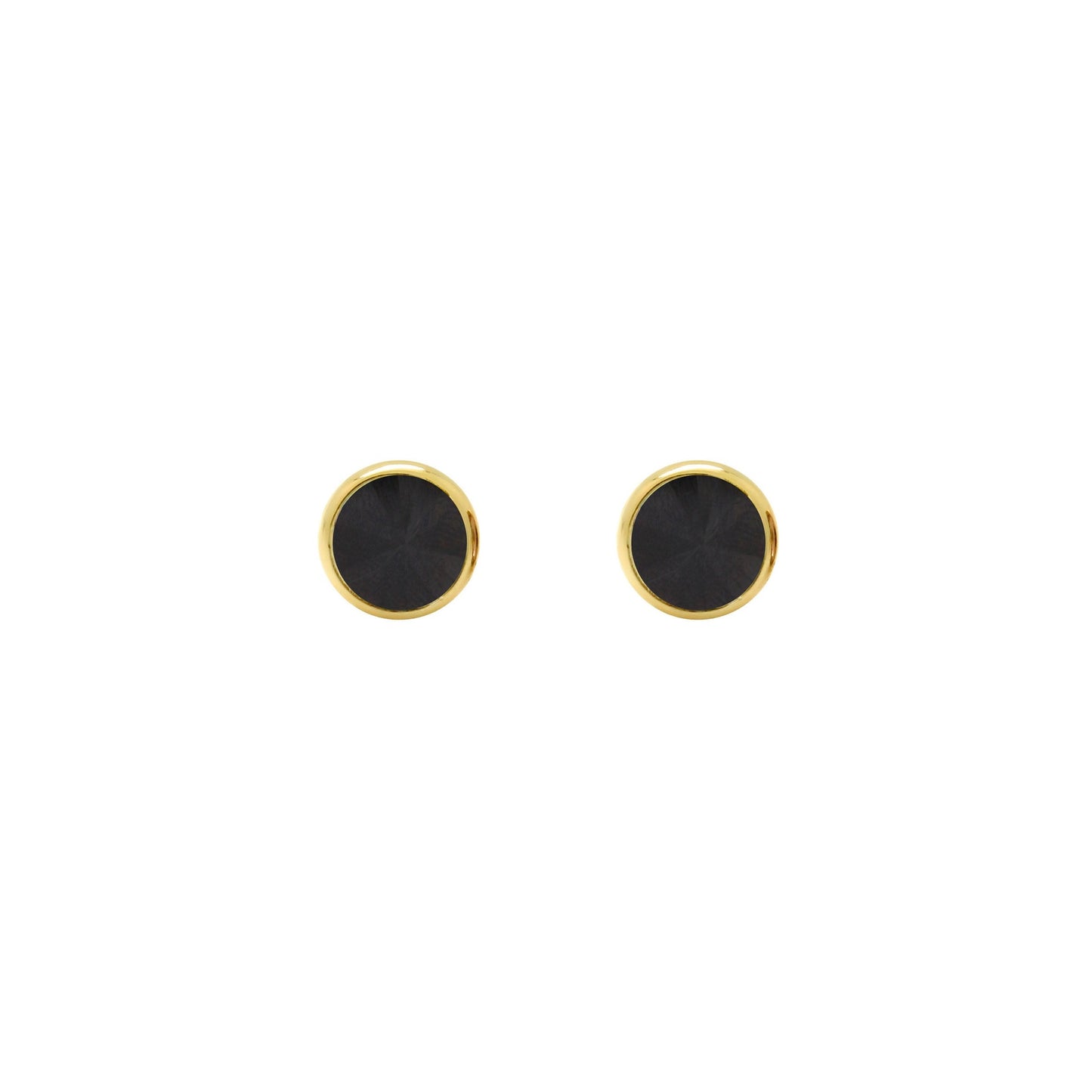 Pendientes botón Basic 7mm círculo cristal en Plata baño Oro