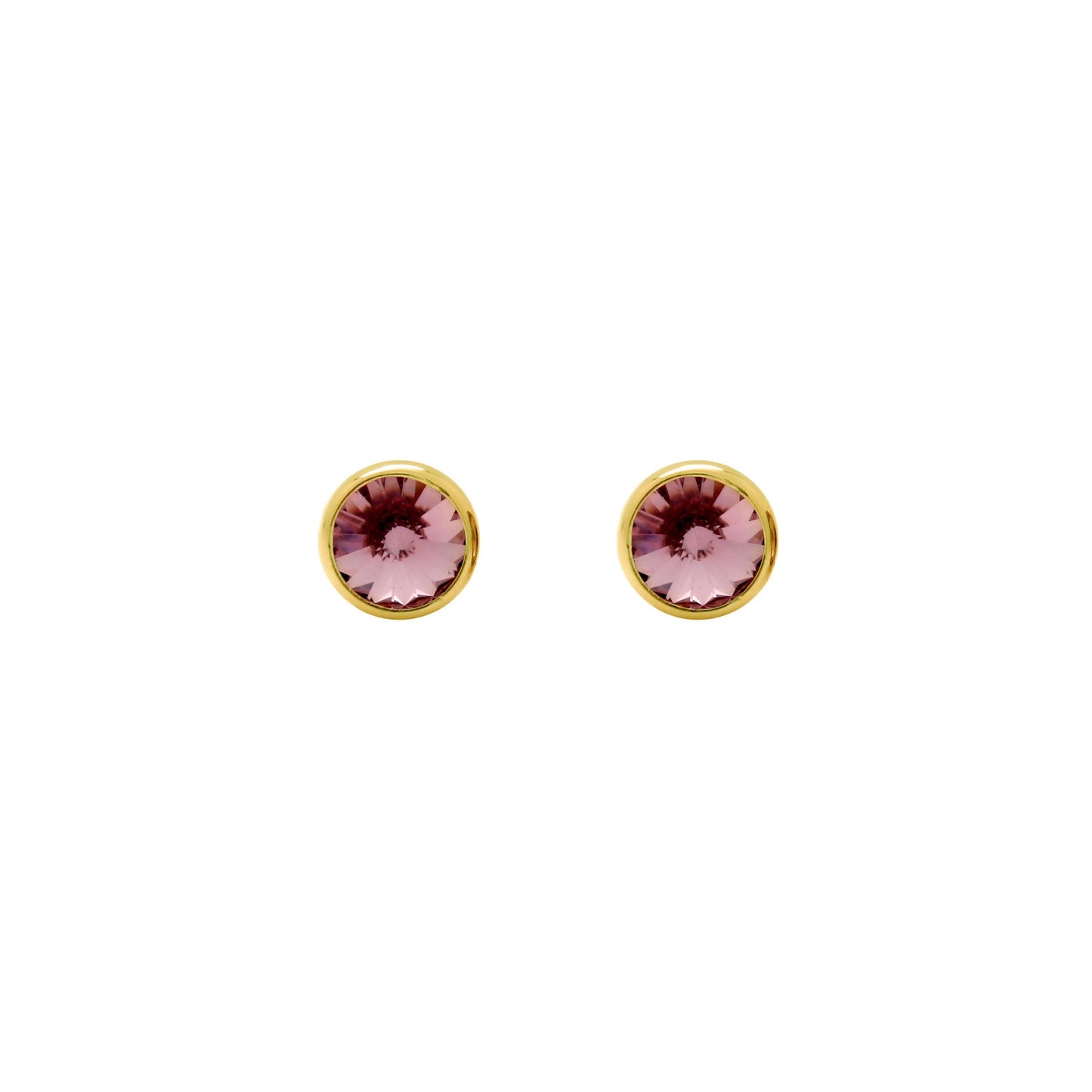 Pendientes botón Basic 7mm círculo cristal en Plata baño Oro
