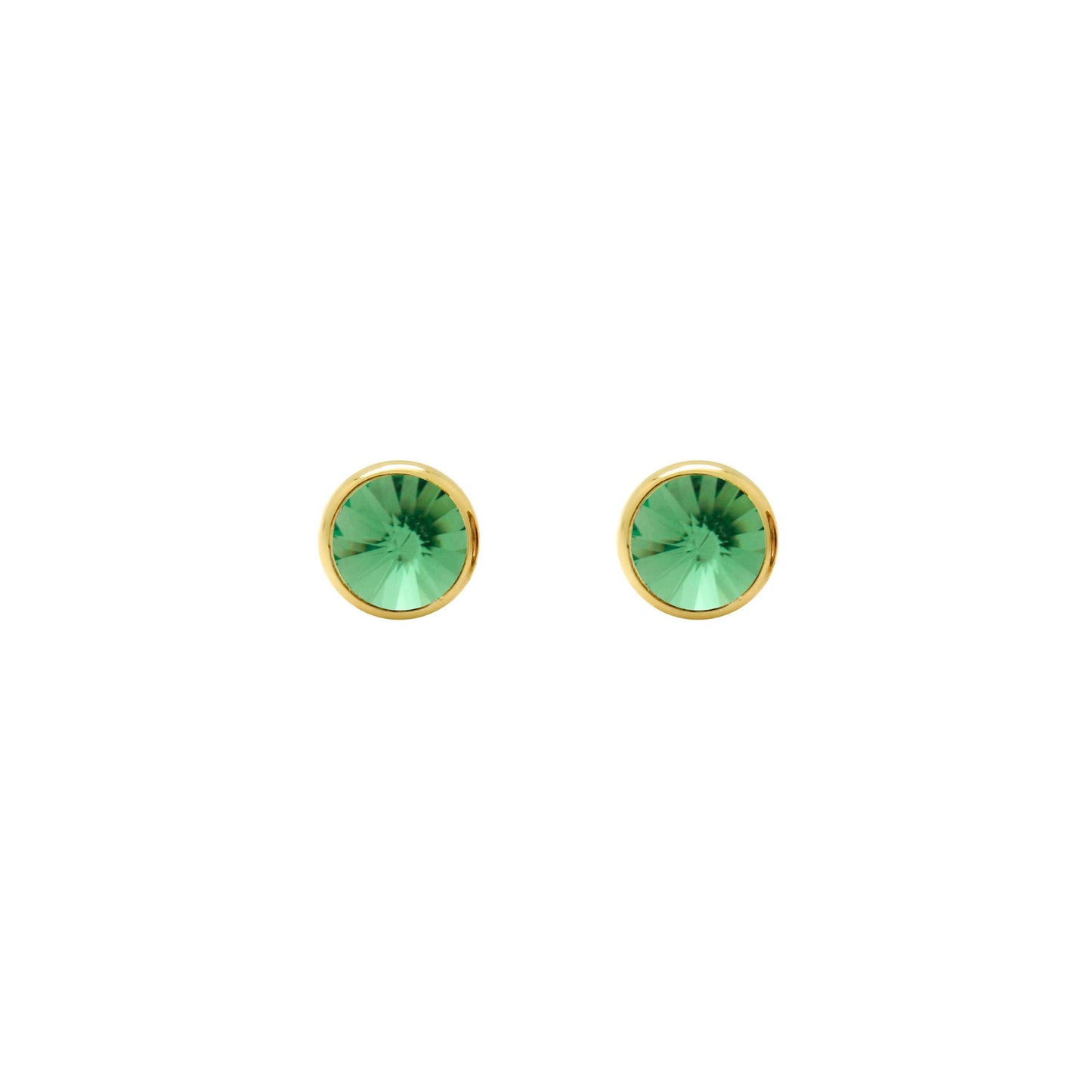 Pendientes botón Basic 7mm círculo cristal en Plata baño Oro