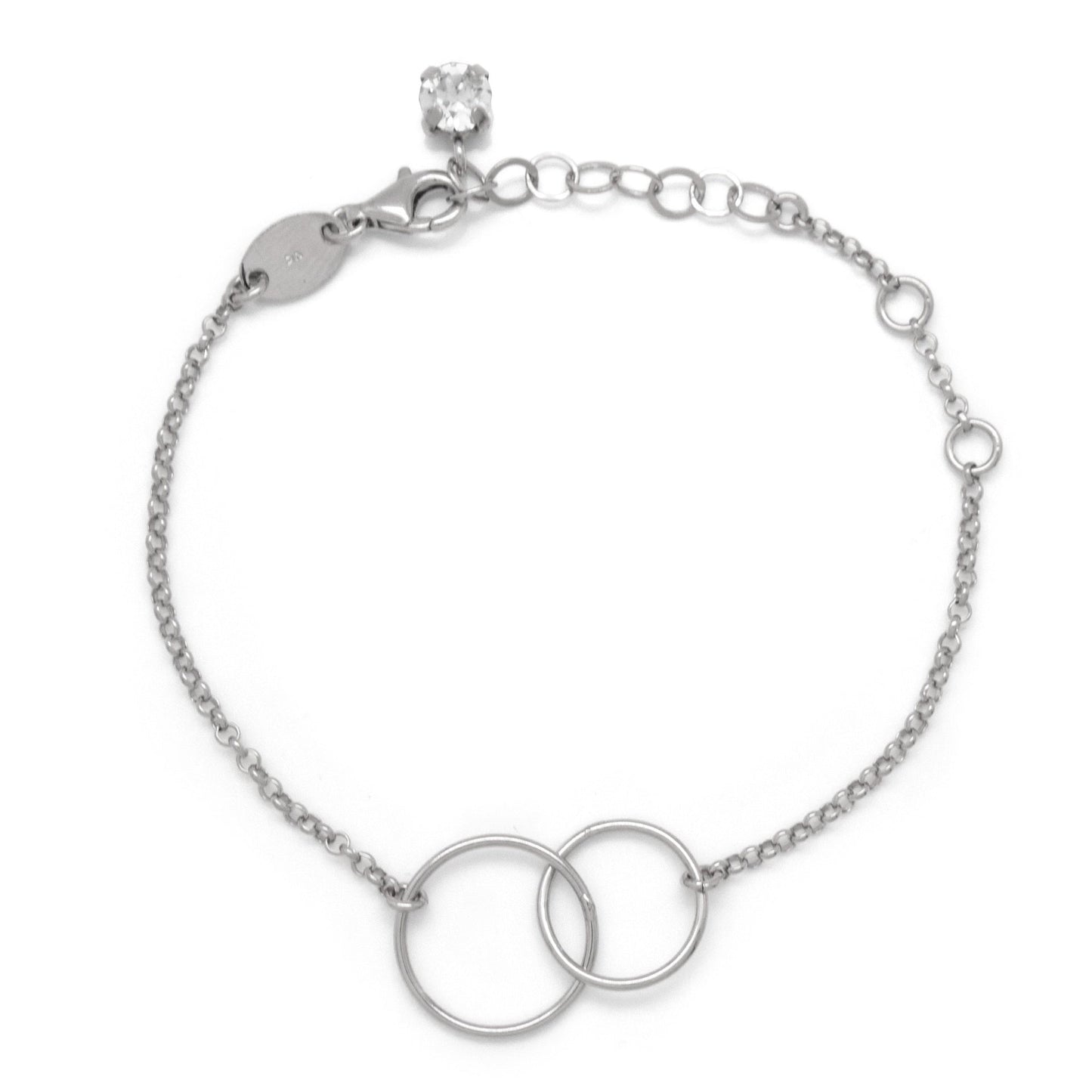 Pulsera Minimal círculo cristal blanco en Plata