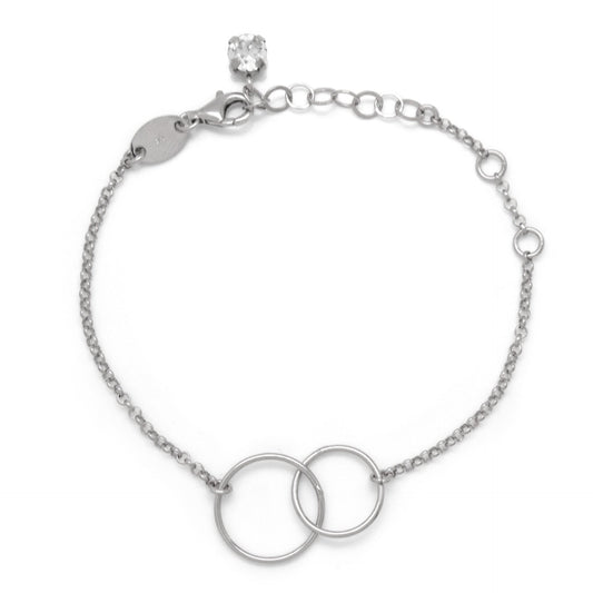 Pulsera Minimal círculo cristal blanco en Plata