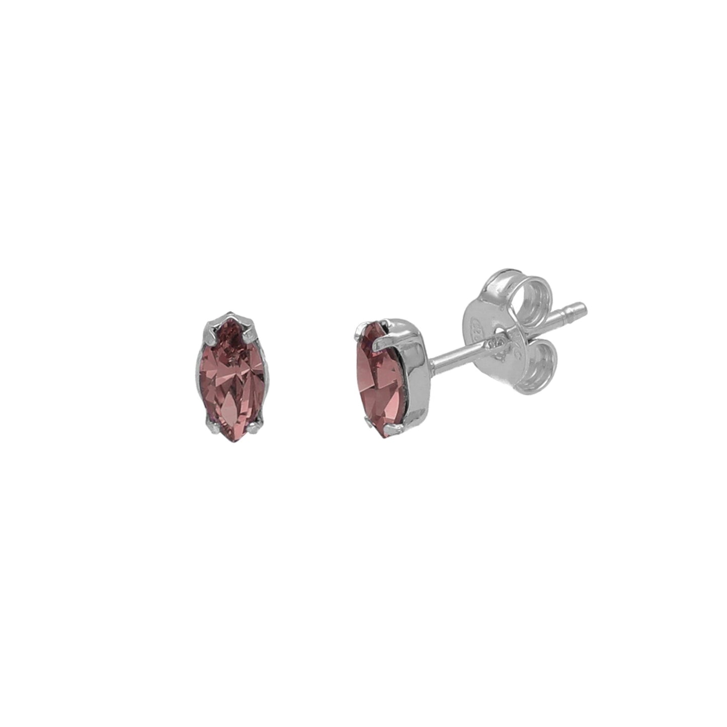 Pendientes botón Bianca cristal en Plata baño rodio