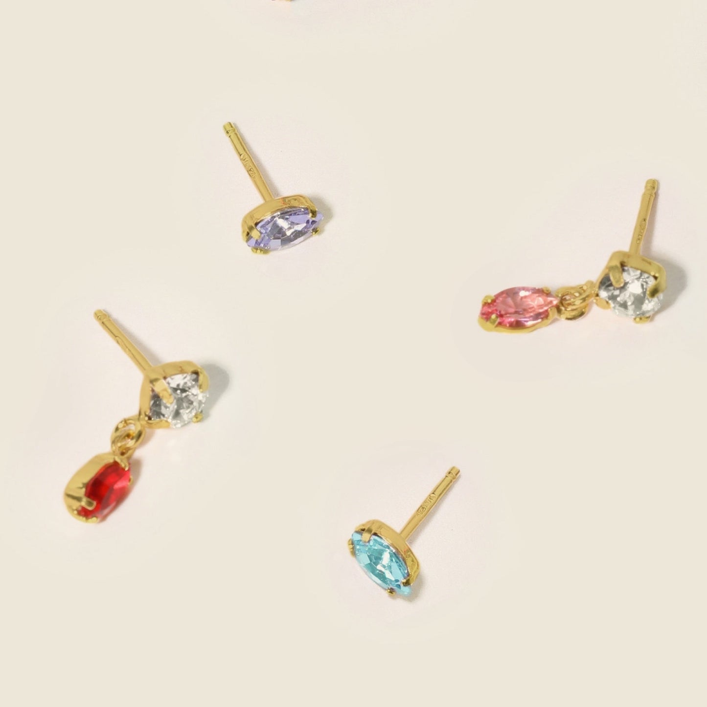Pendientes botón Bianca cristal en Plata baño rodio