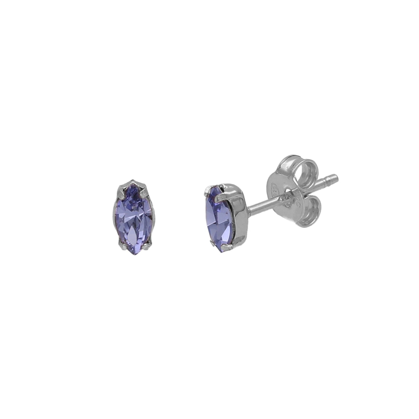 Pendientes botón Bianca cristal en Plata baño rodio